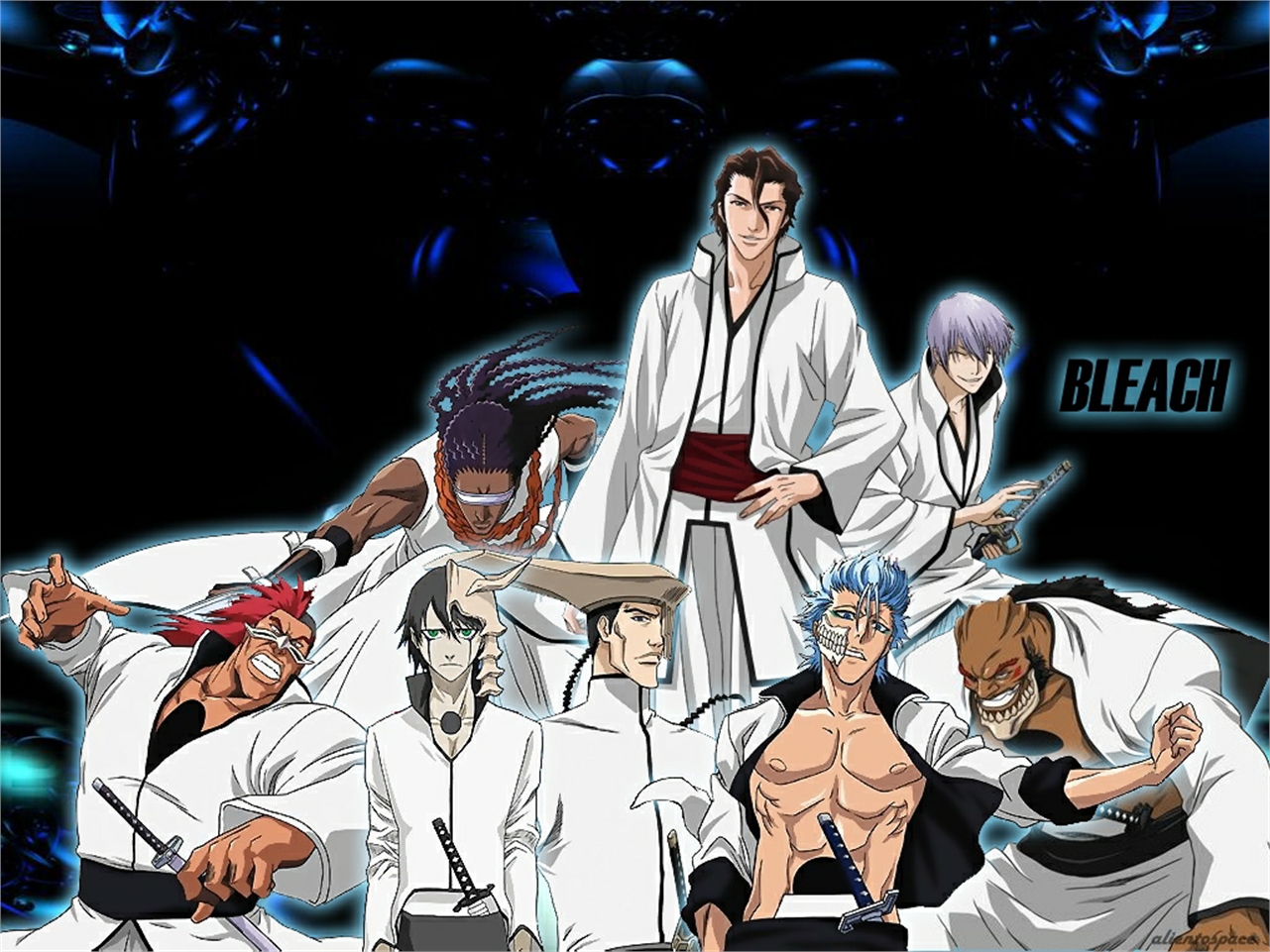 Gin Ichimaru Grimmjow Jaegerjaquez Kaname Tosen S Suke Aizen Ulquiorra Cifer Yammy Llargo Wallpaper:1281x961