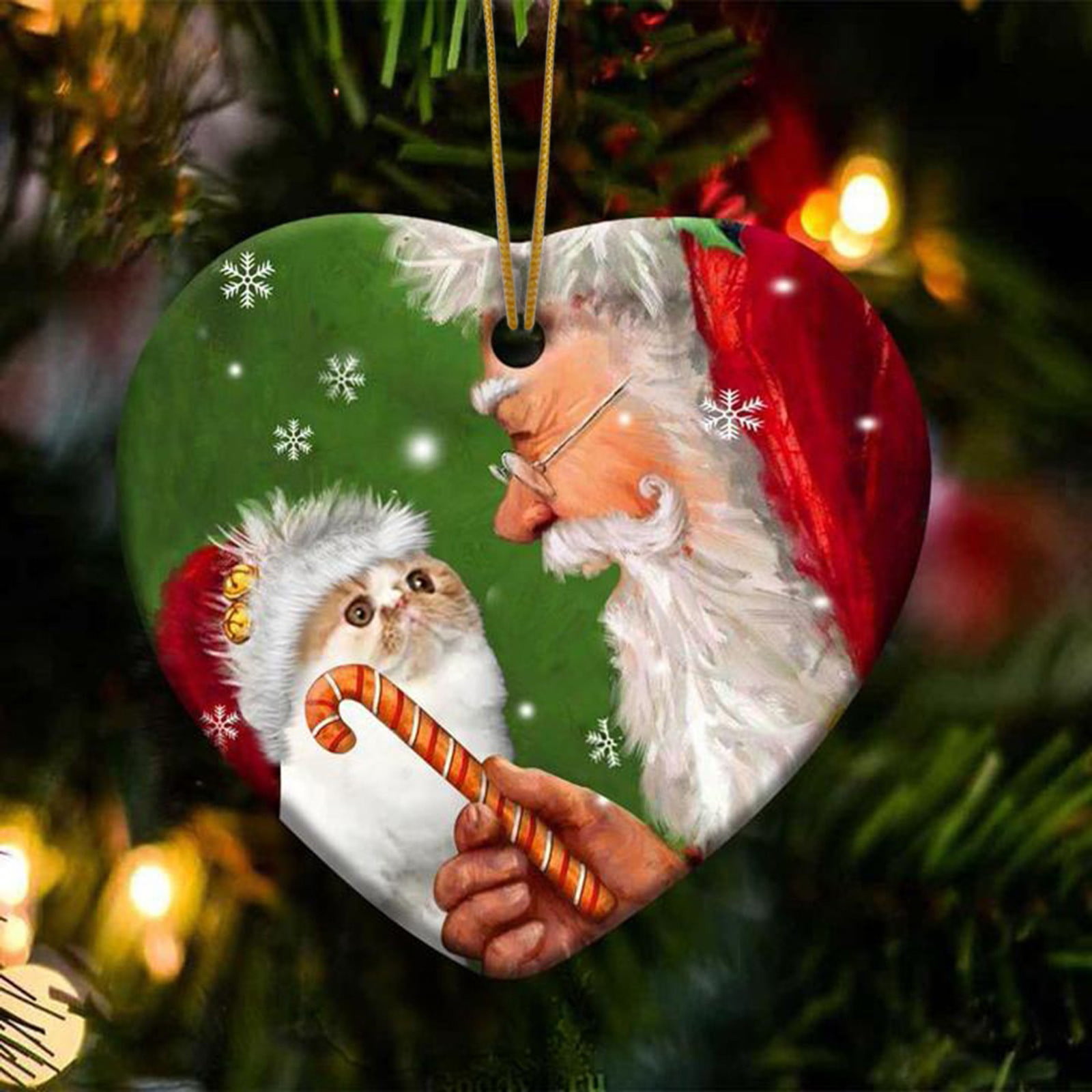 TANGNADE Christmas Decorations 2022 2023 Christmas Ornaments Christmas Tree Atmosphere Santa Claus And Cat Warm Home Decoration Pendant Creative Realistic Ornaments