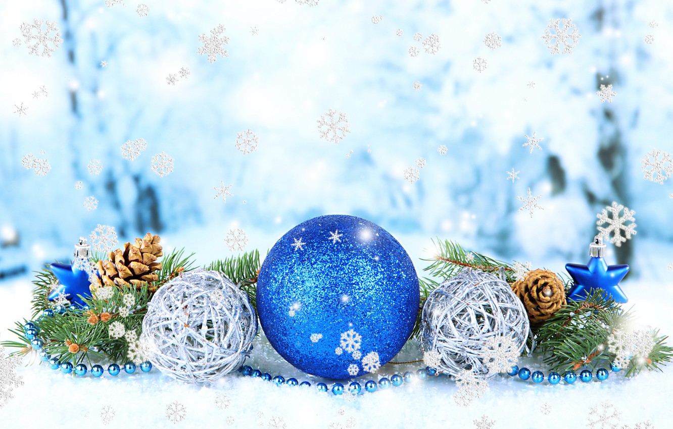 Wallpaper balls, snowflakes, photo, Christmas, New year, bumps, holidays image for desktop, section новый год