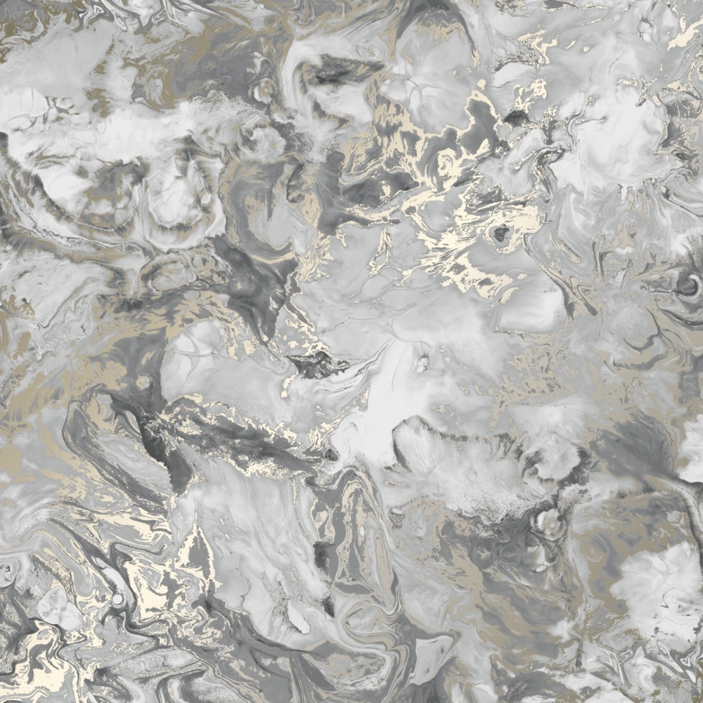 Liquid Marble wallpaper in grey & gold. I Love Wallpaper