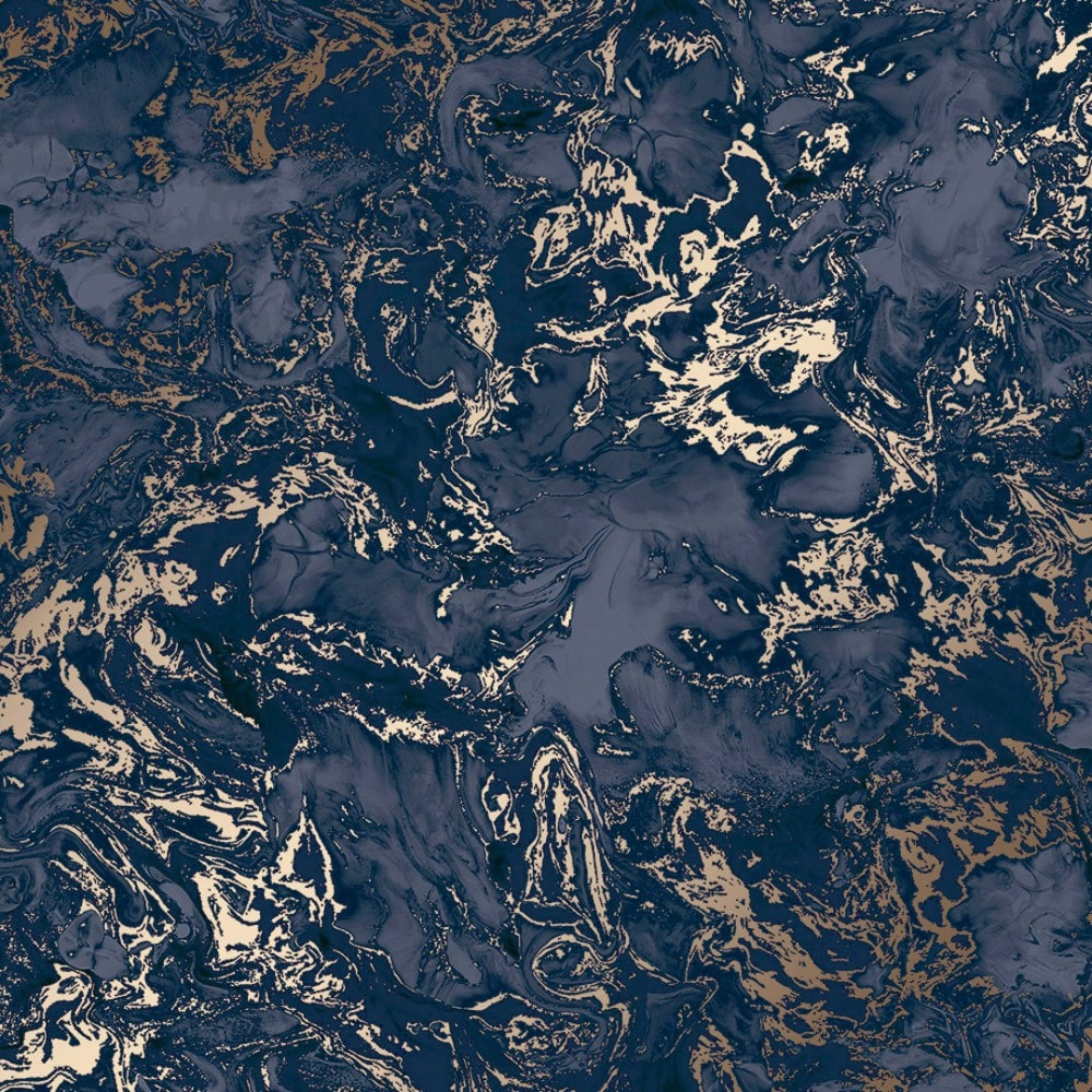 Liquid Marble wallpaper in blue & gold. I Love Wallpaper