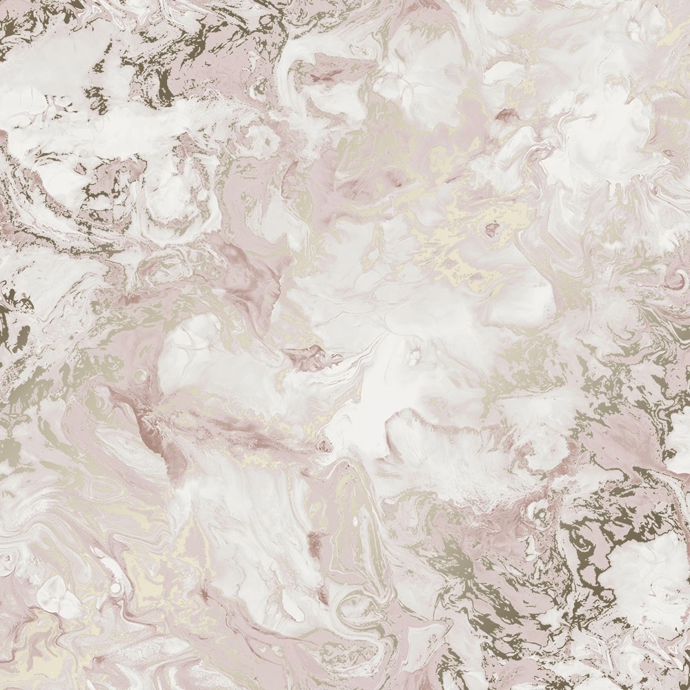 Liquid Marble wallpaper in pink & gold. I Love Wallpaper