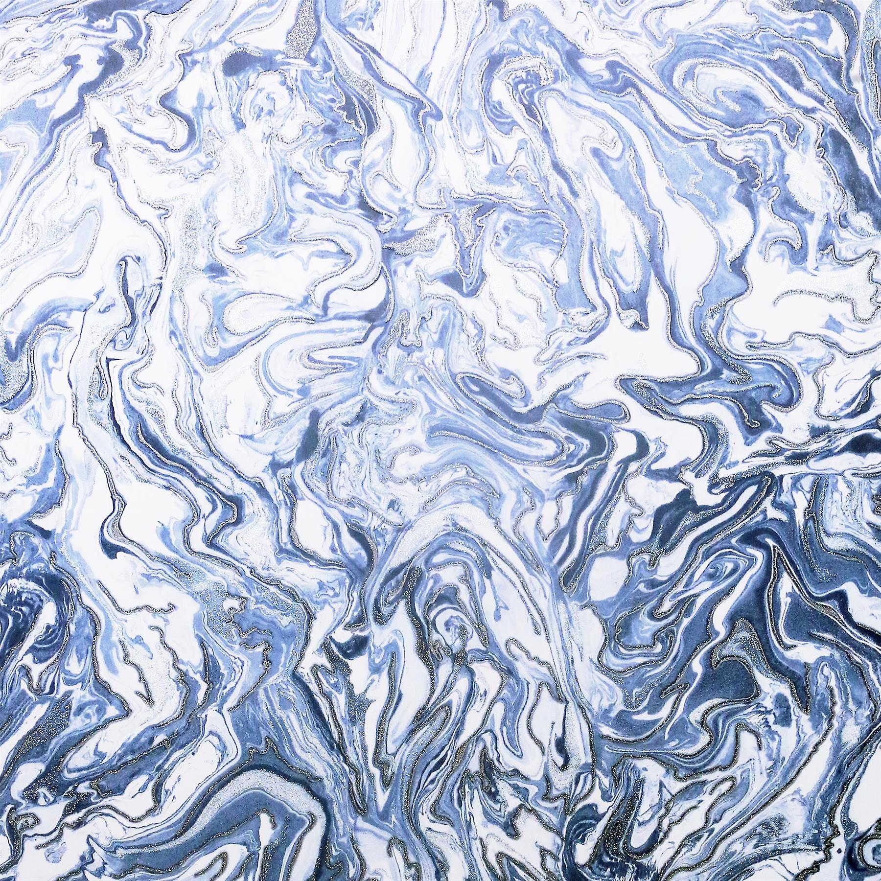 Liquid Marble Navy Wallpaper