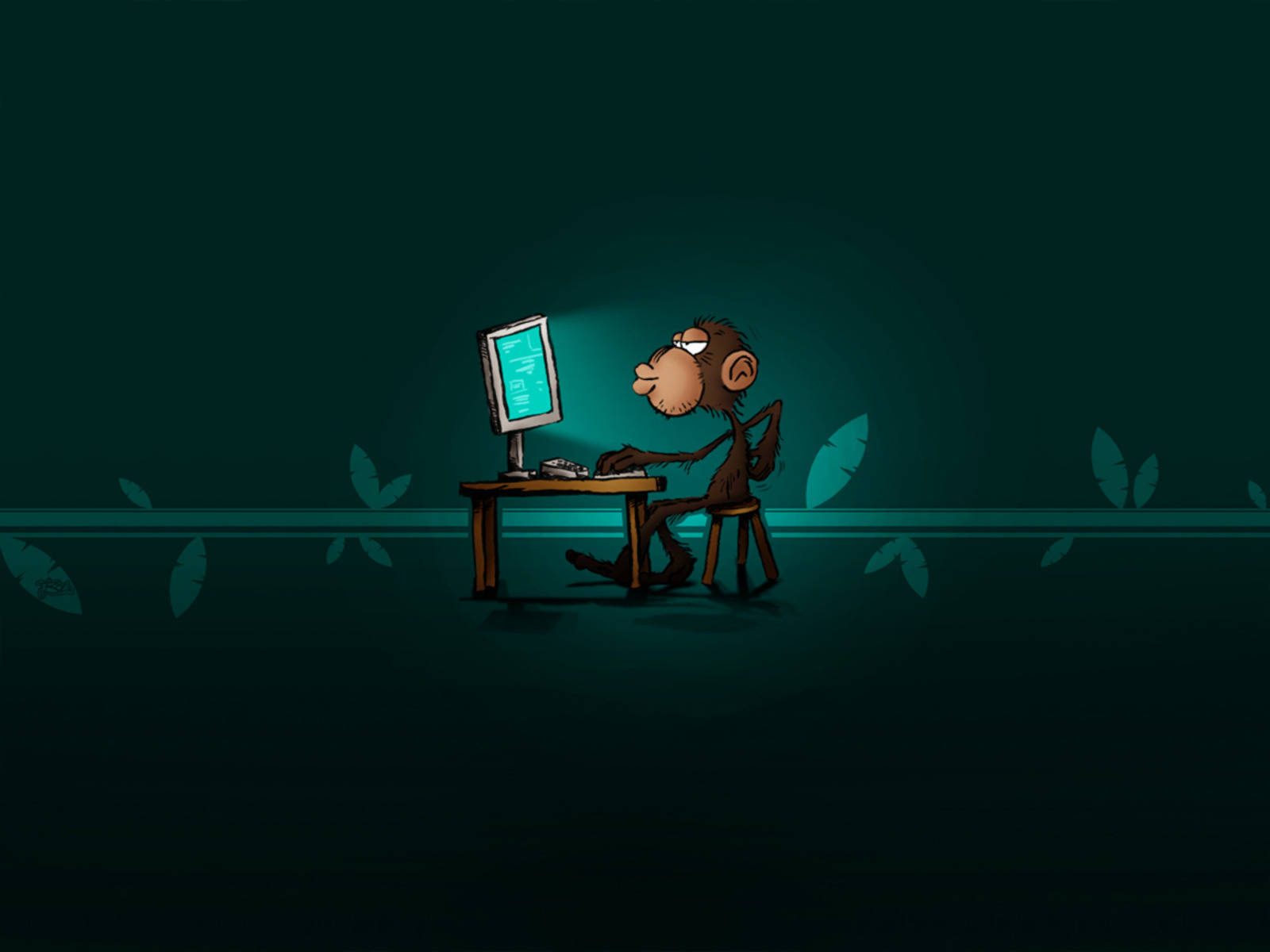 Download Monkey Doing Coding Wallpaper