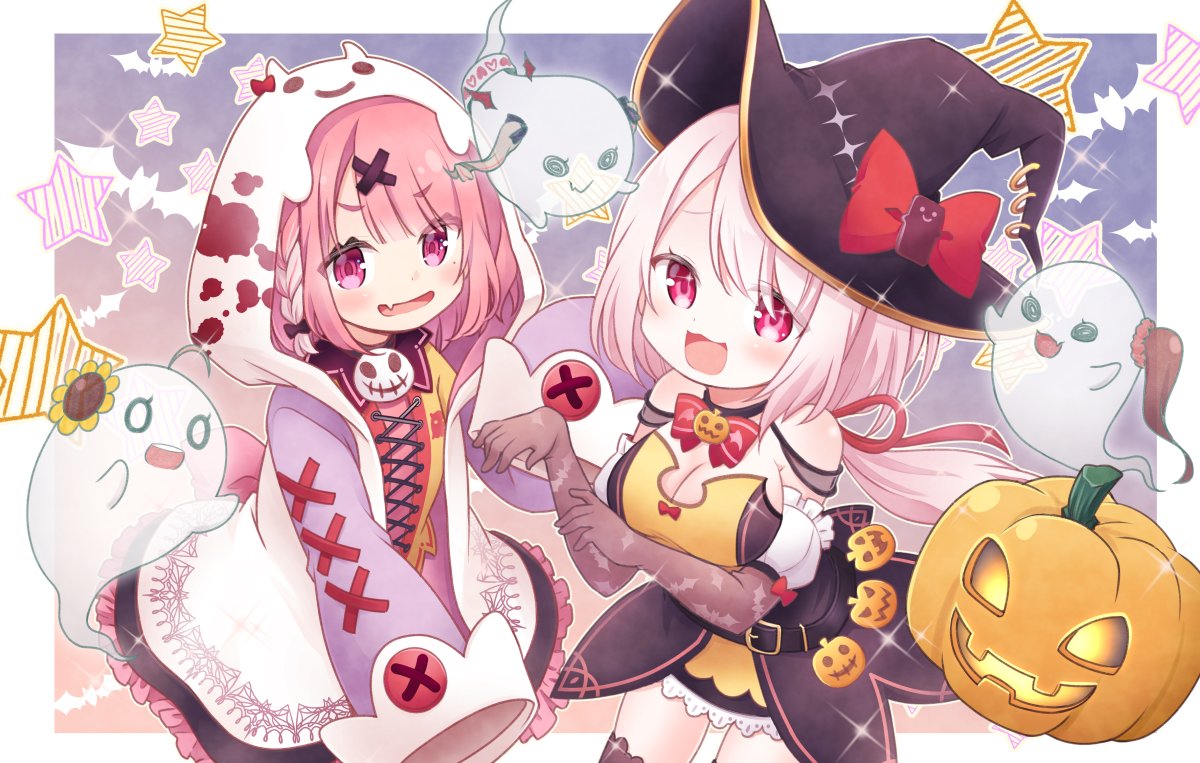 shiina yuika, sasaki saku, and honma himawari (nijisanji) drawn