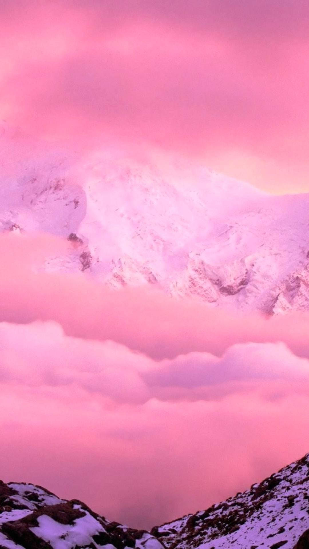 Download iPhone Pink Aesthetic Snow Mountain Wallpaper