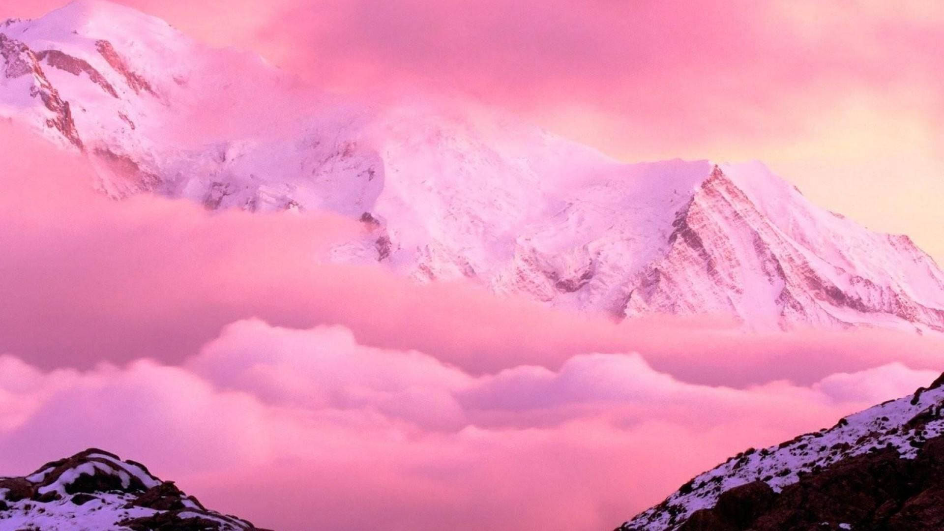 Download Aesthetic Pink Mountain Wallpaper