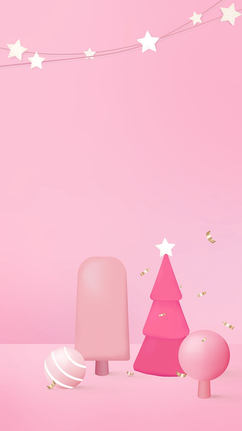 Pink iPhone wallpaper, winter snowflake