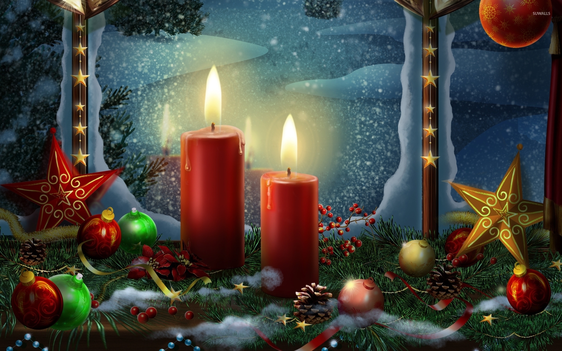 Christmas decoration in the window wallpaper wallpaper