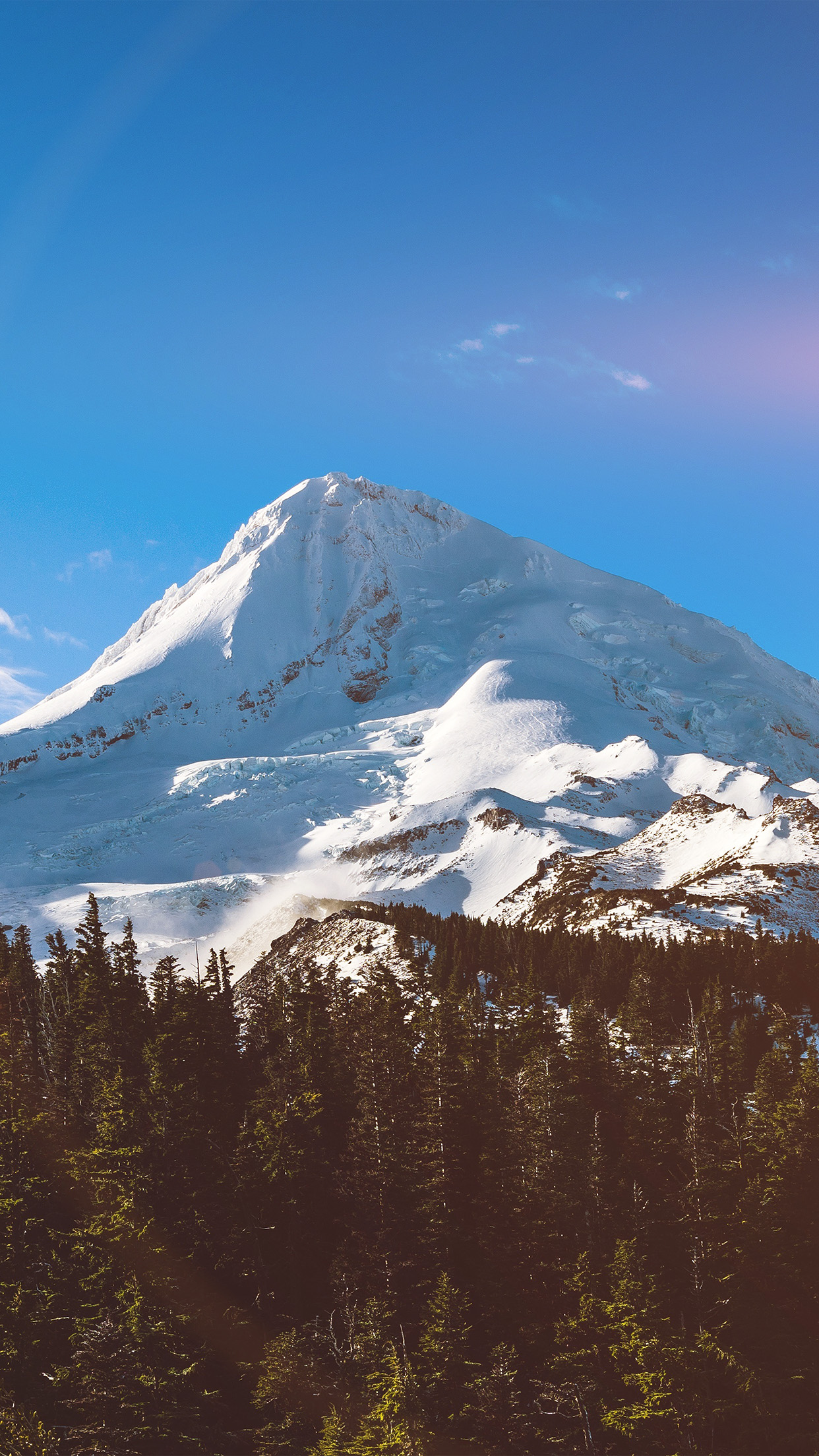blue sky mountain cool snow wood forest nature winter flare