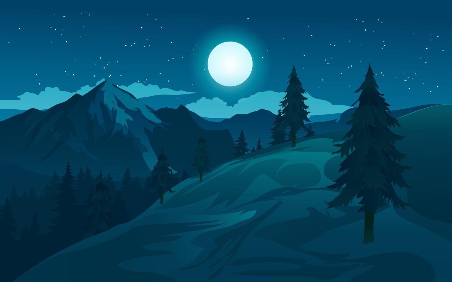 Nature landscape with mountain and river flows in green forest