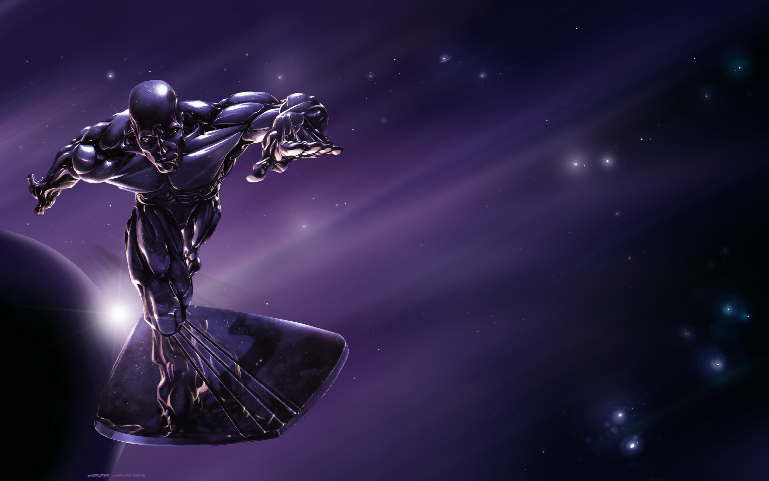 Silver Surfer Superhero 3D Creative Design Wallpaper