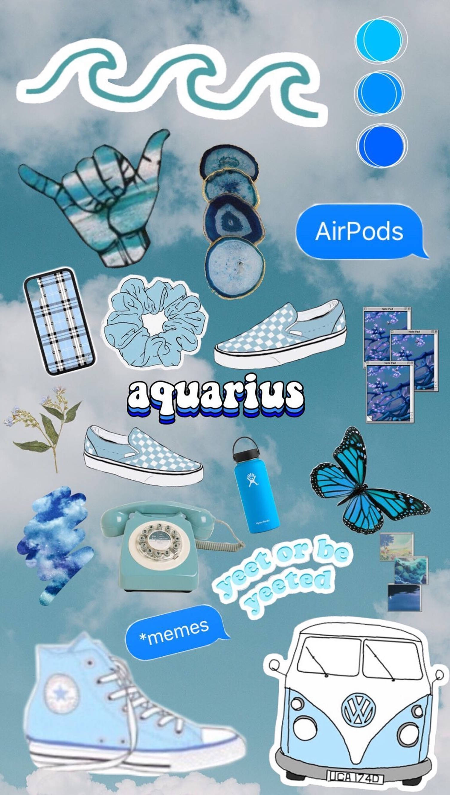 Download Aquarius Zodiac Blue Aesthetic Wallpaper