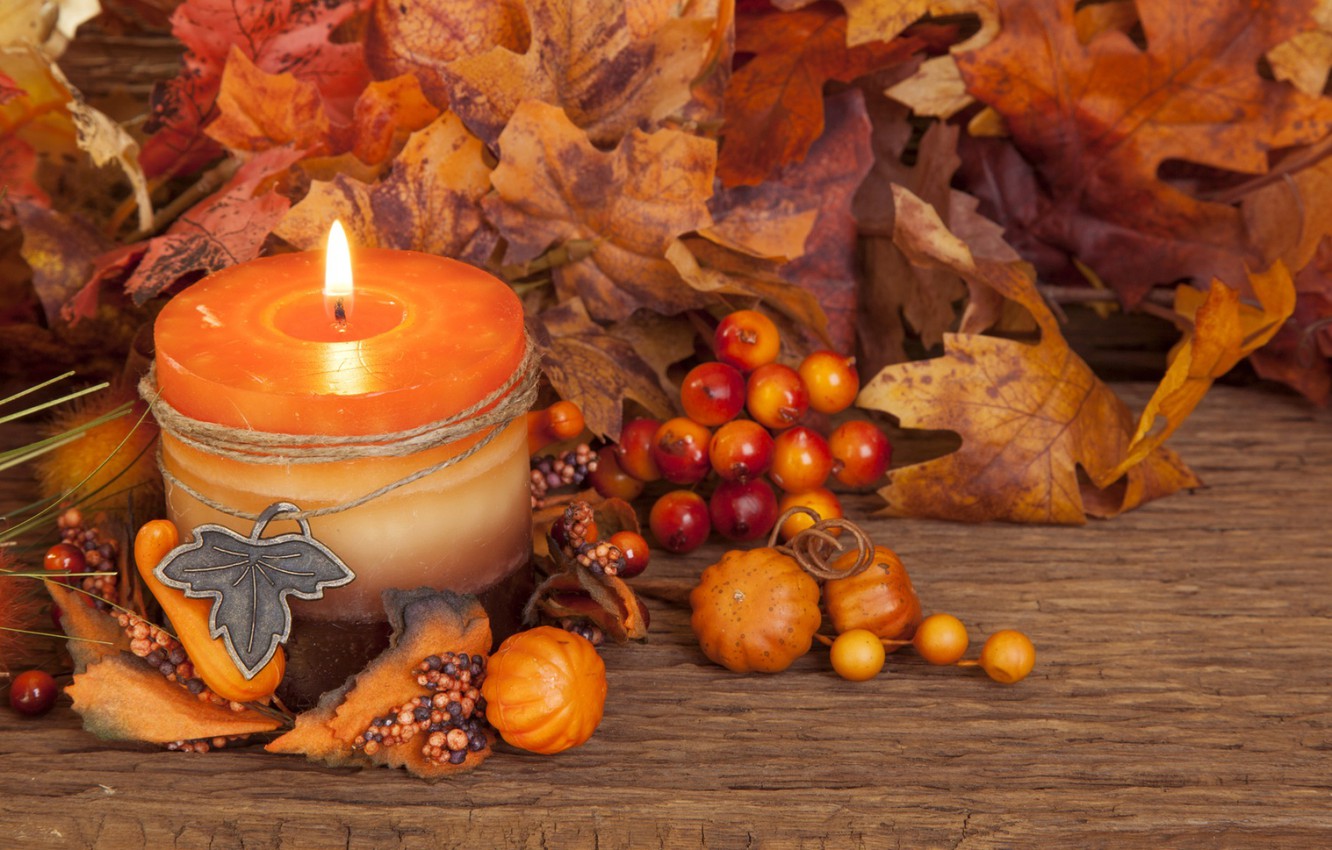 Wallpaper autumn, leaves, candles image for desktop, section разное