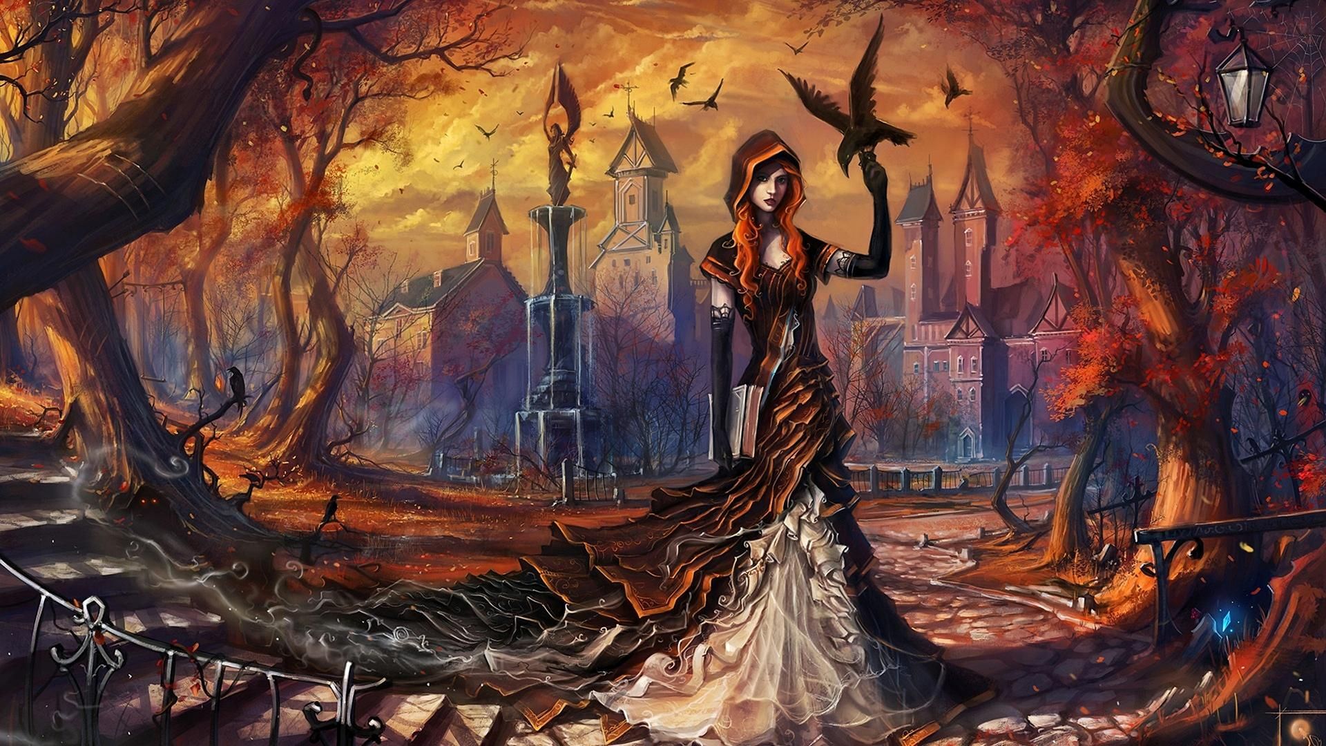 Autumn wallpaper by Haryarti [1920x1080]. Art album, Character art, Witch wallpaper