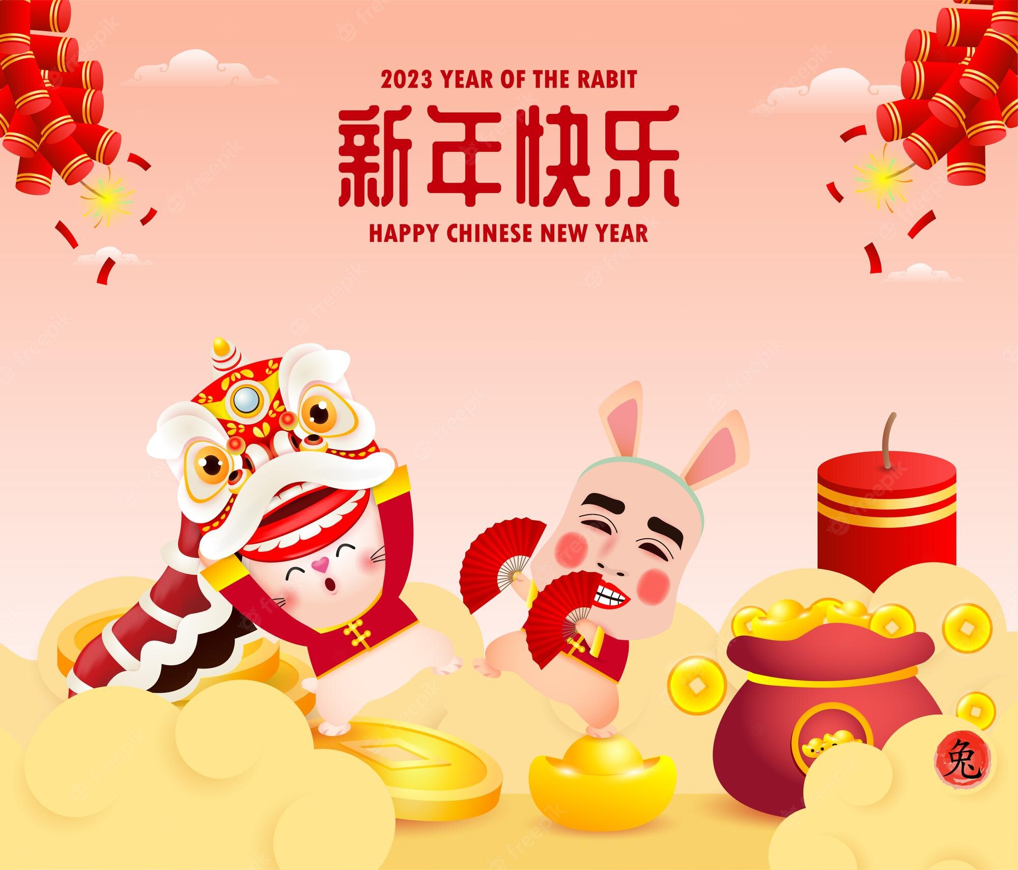 Premium Vector  Happy chinese new year 2023 greeting card the