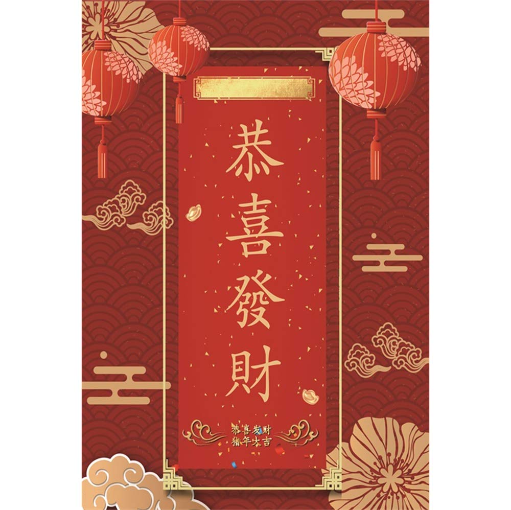 Amazon.com, Laeacco 6.5x10ft Chinese Style Pig Year Scroll Vinyl Photography Background Gong Xi FA CAI Greeting Words Red Lanterns Backdrop New Year Party Banner Wallpaper Child Adult Shoot Studio Props