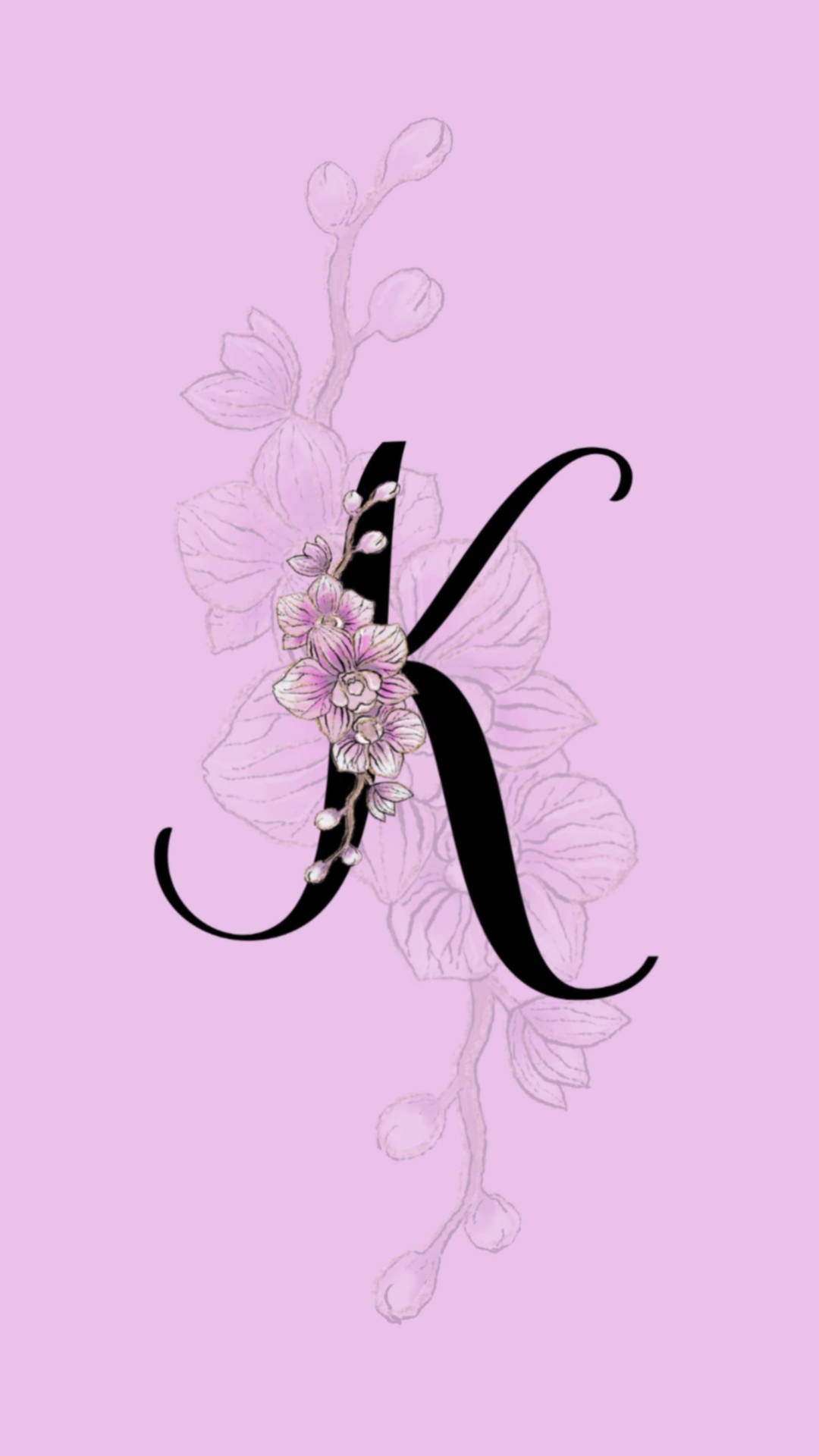Download Letter K Orchid Design Wallpaper