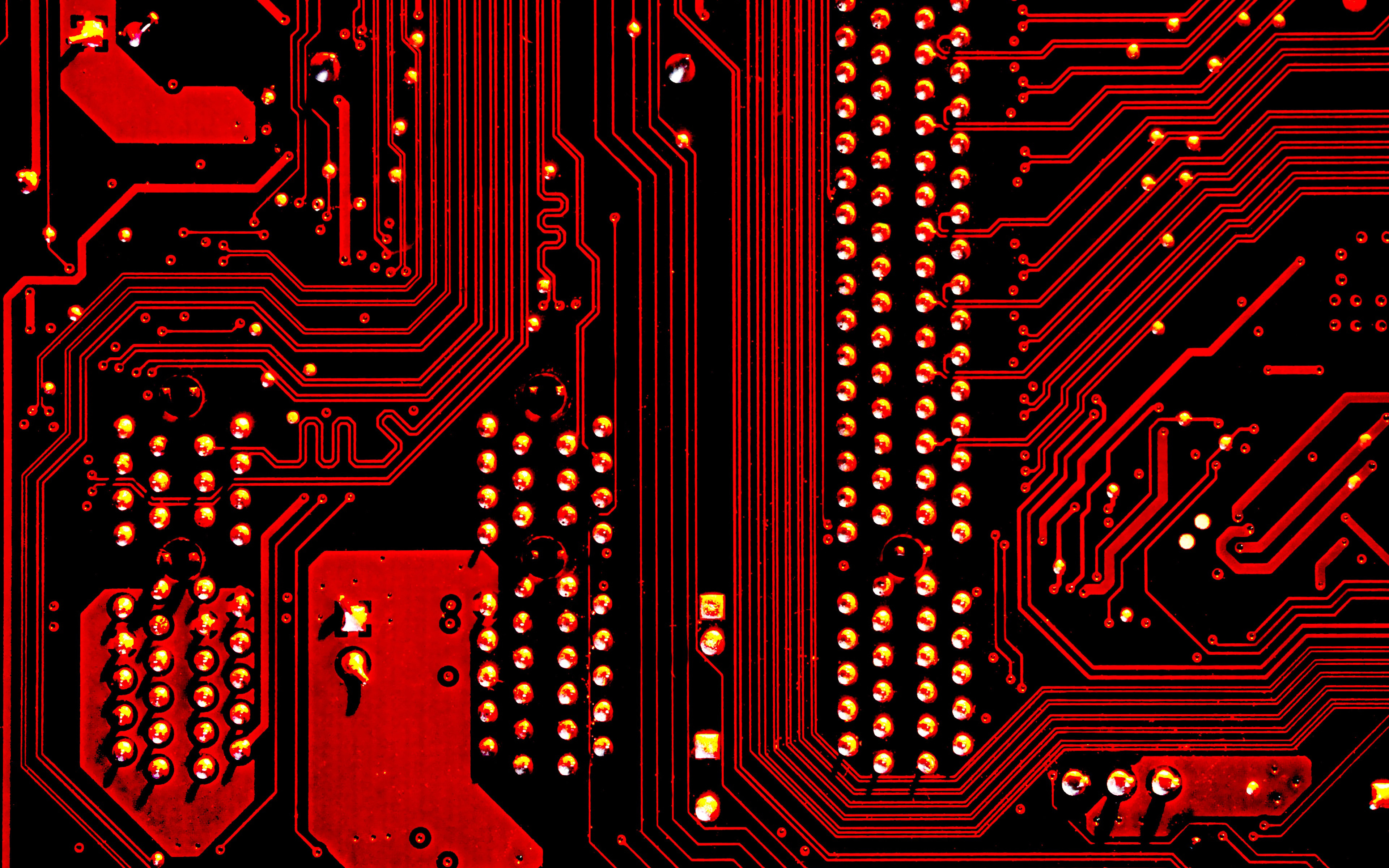 Download wallpaper red circuit board texture, red circuit digital texture, circuit board, red technology background, red circuit board for desktop with resolution 3840x2400. High Quality HD picture wallpaper