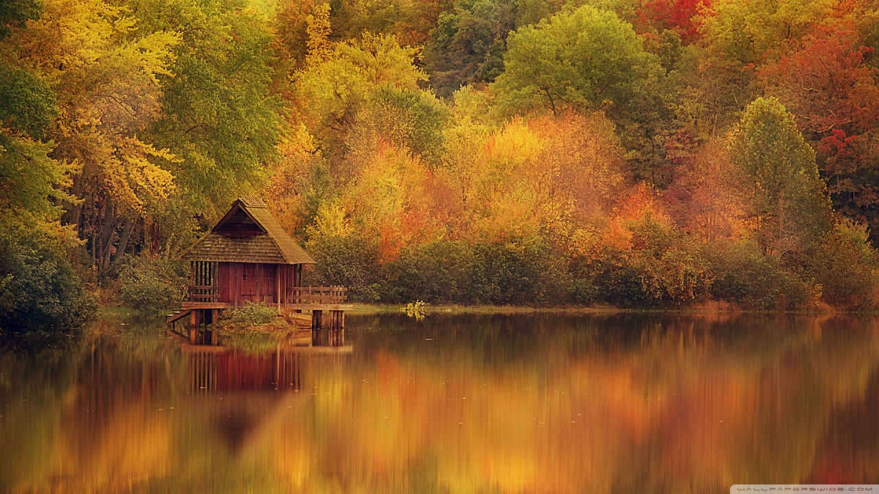Cabin Retreat In Autumn Ultra HD Desktop Background Wallpaper for 4K UHD TV, Widescreen & UltraWide Desktop & Laptop, Tablet
