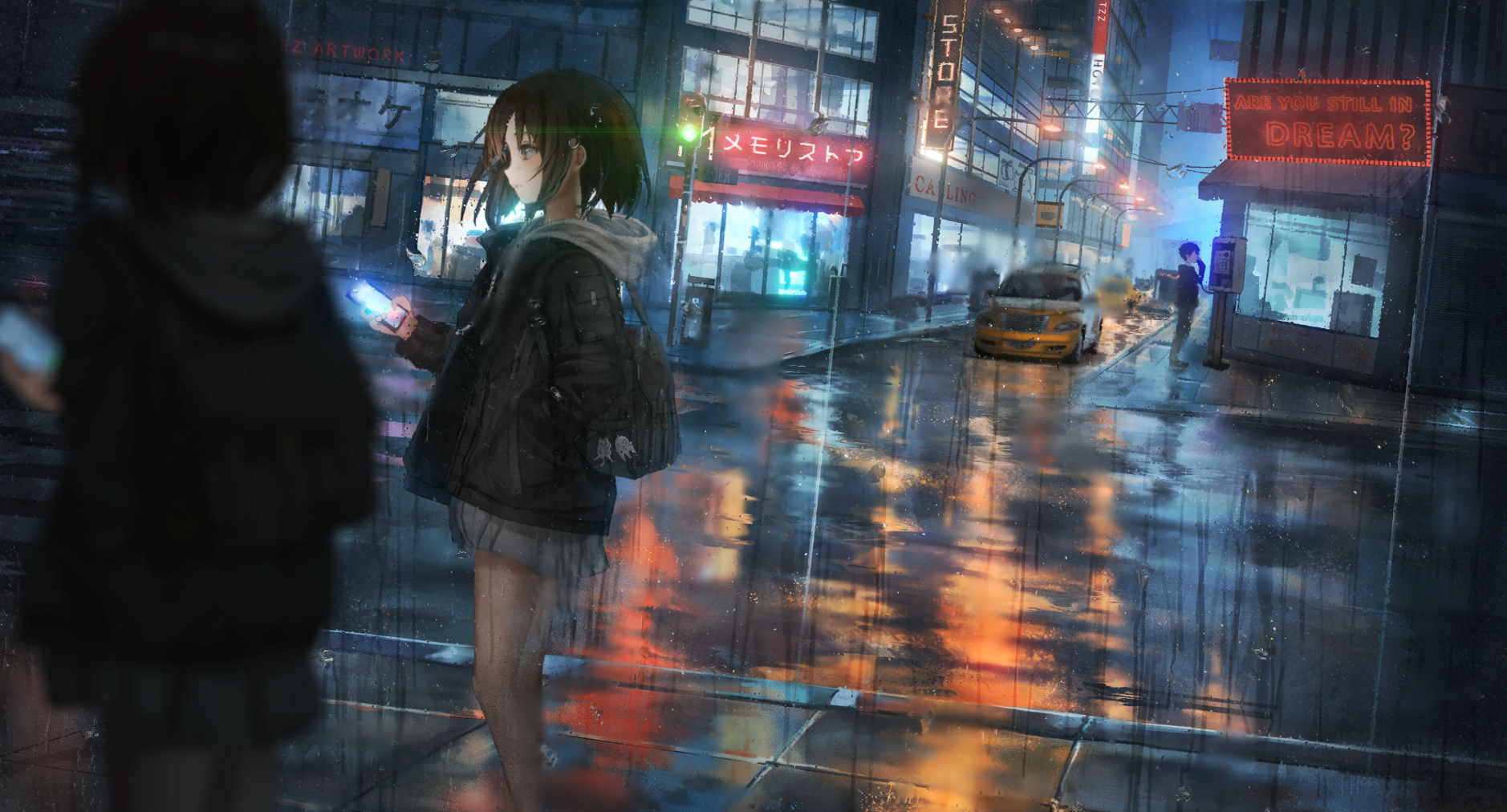Very rainy weather the girl did not want to answer the call live wallpaper [DOWNLOAD FREE]