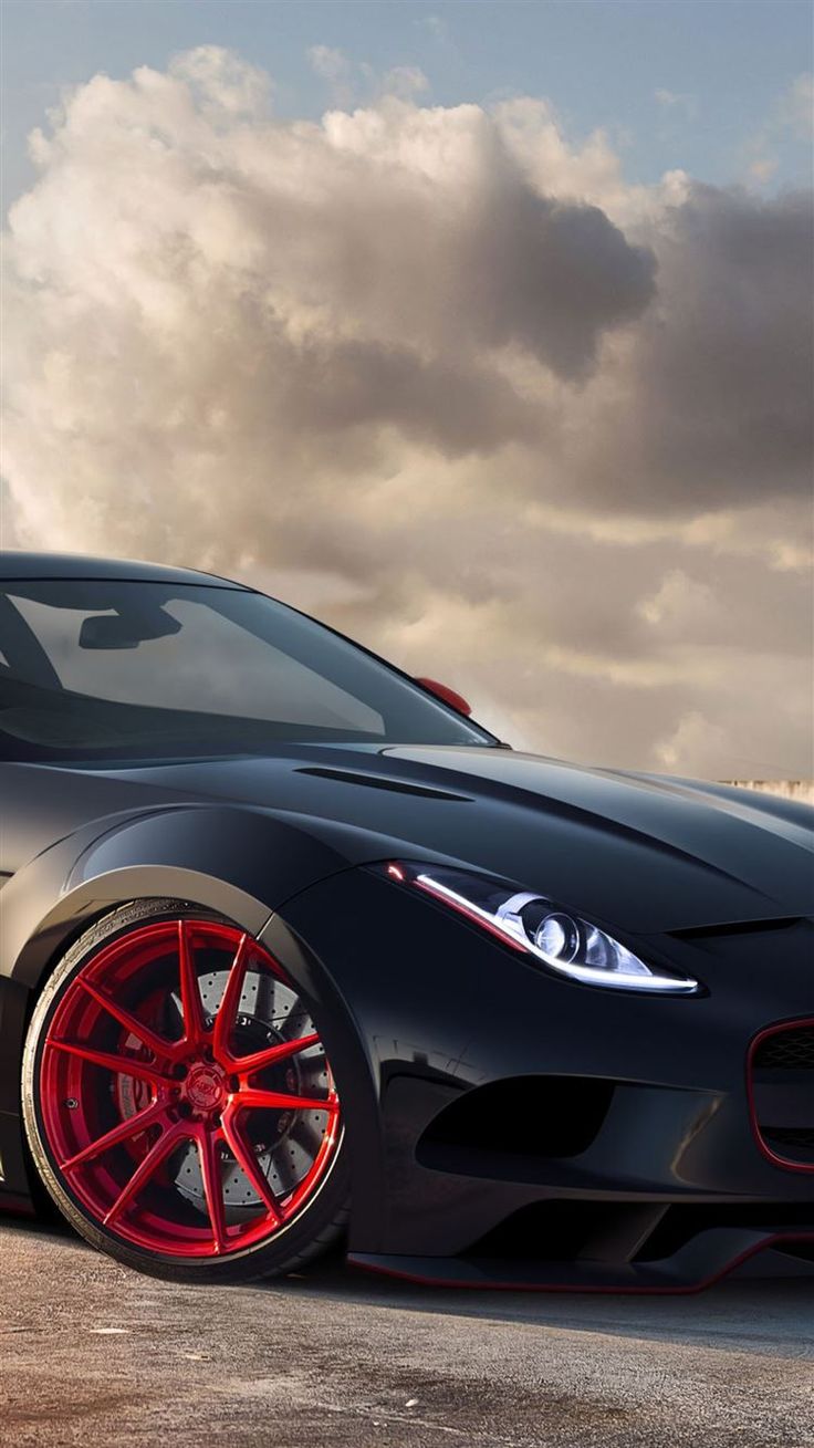 Free download the Jaguar C X16 Black Red Rims wallpaper , beaty your iphone. #clouds #jag. Car iphone wallpaper, iPhone wallpaper for guys, Android wallpaper cars