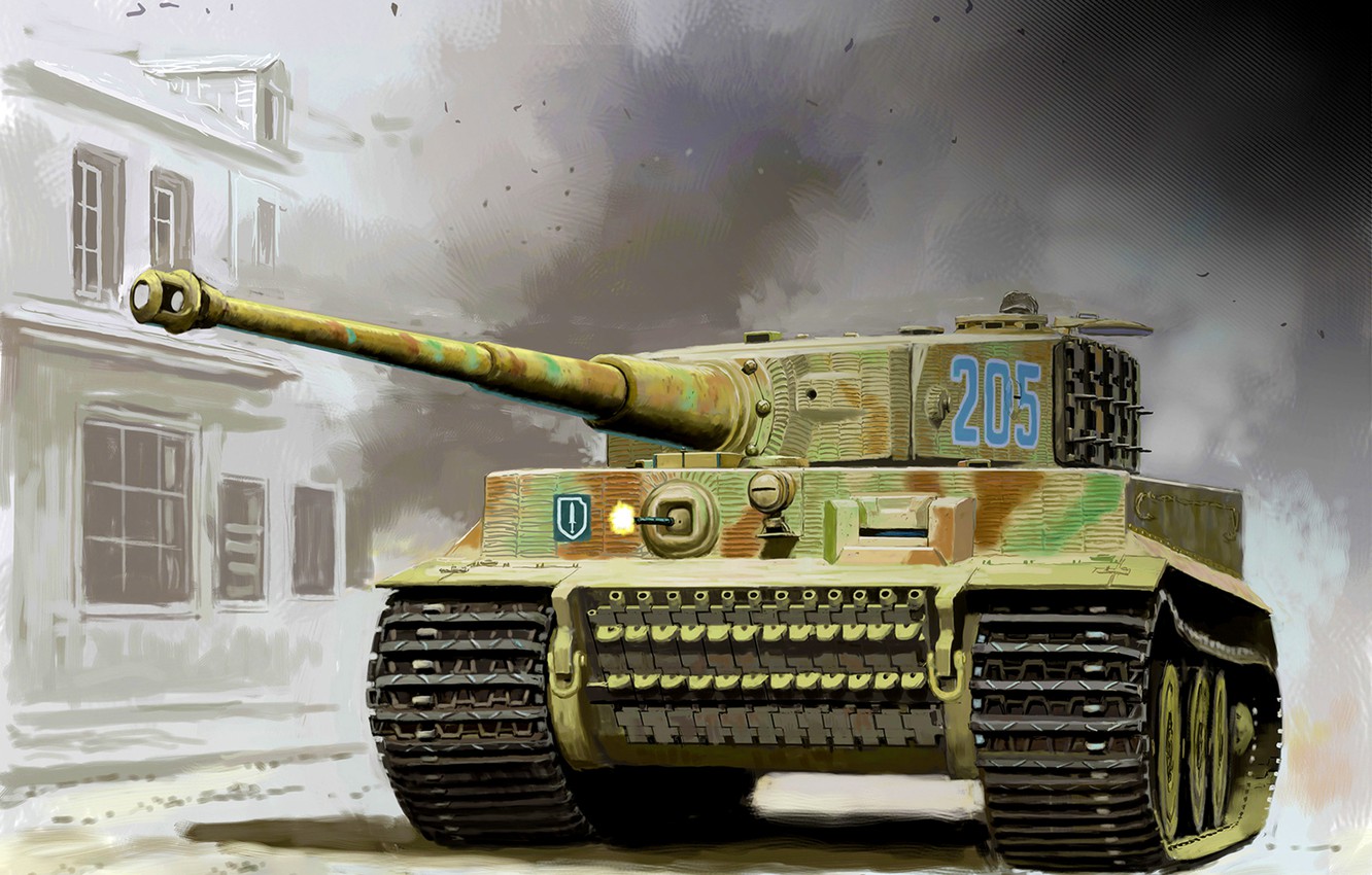 Wallpaper weapon, war, art, painting, tank, ww2, wargaming, Tiger tank, wolrd of tanks image for desktop, section оружие