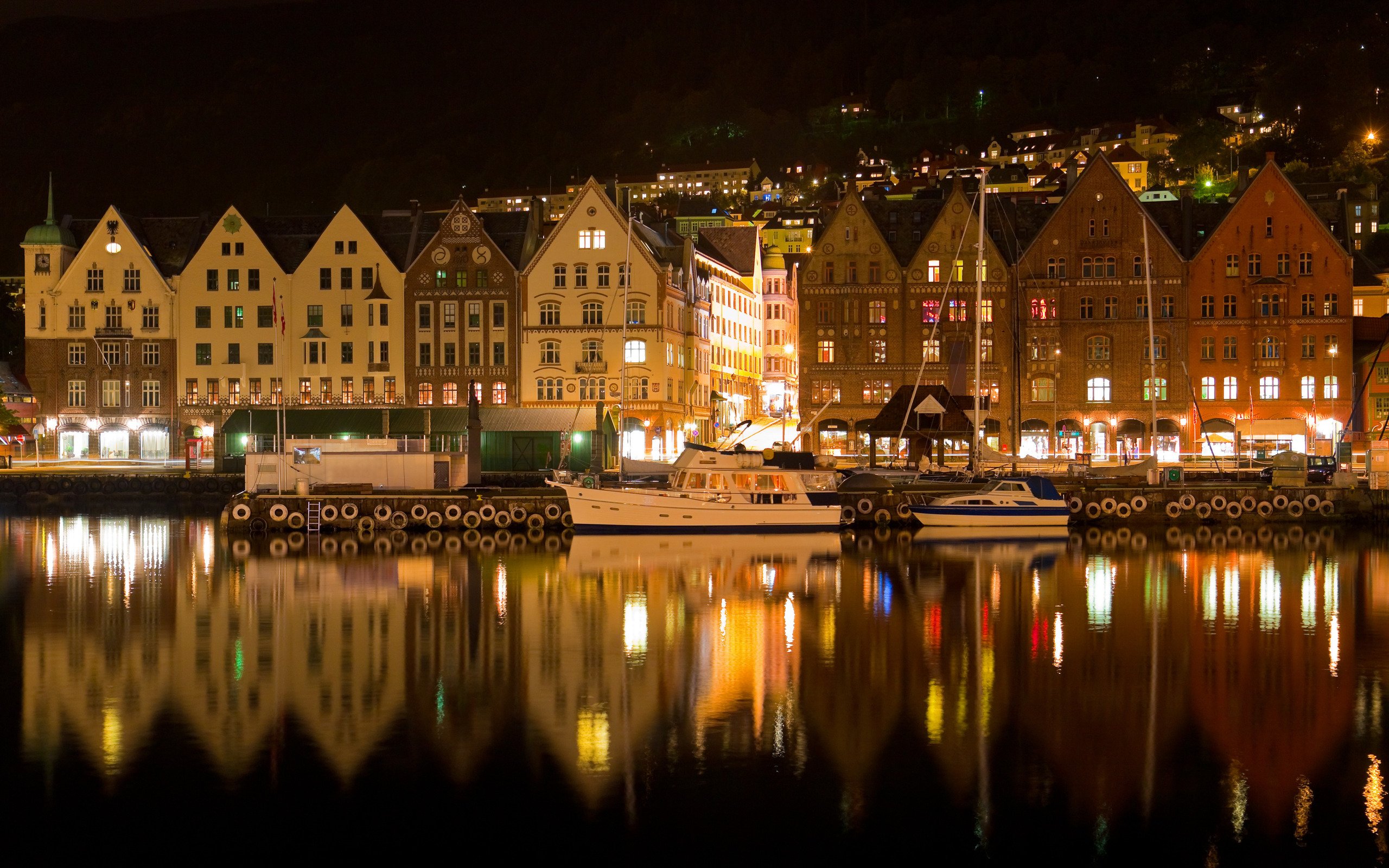 Bergen norway night wallpaperx1600