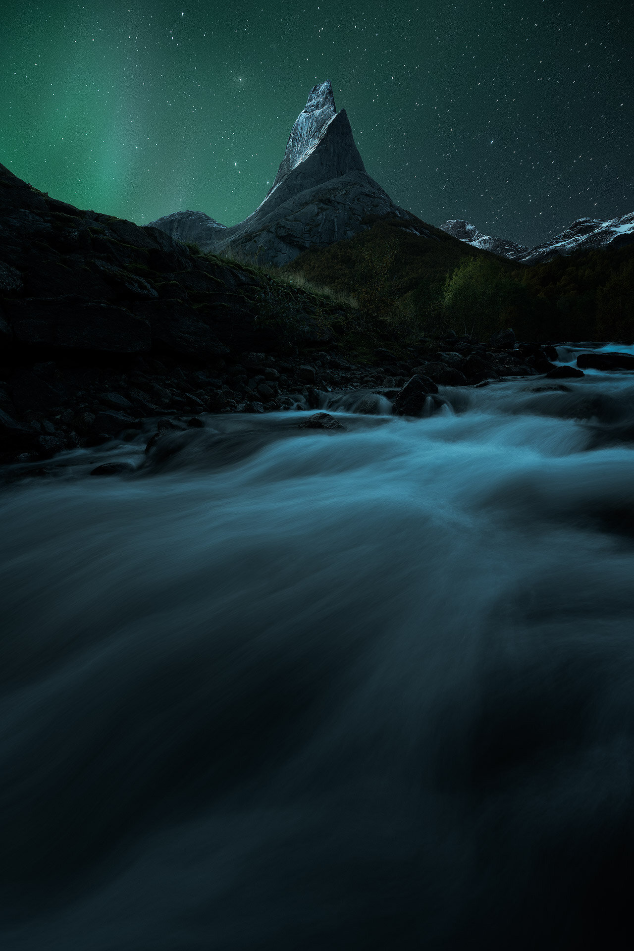 Northern Lights Above Stetind National Mountain