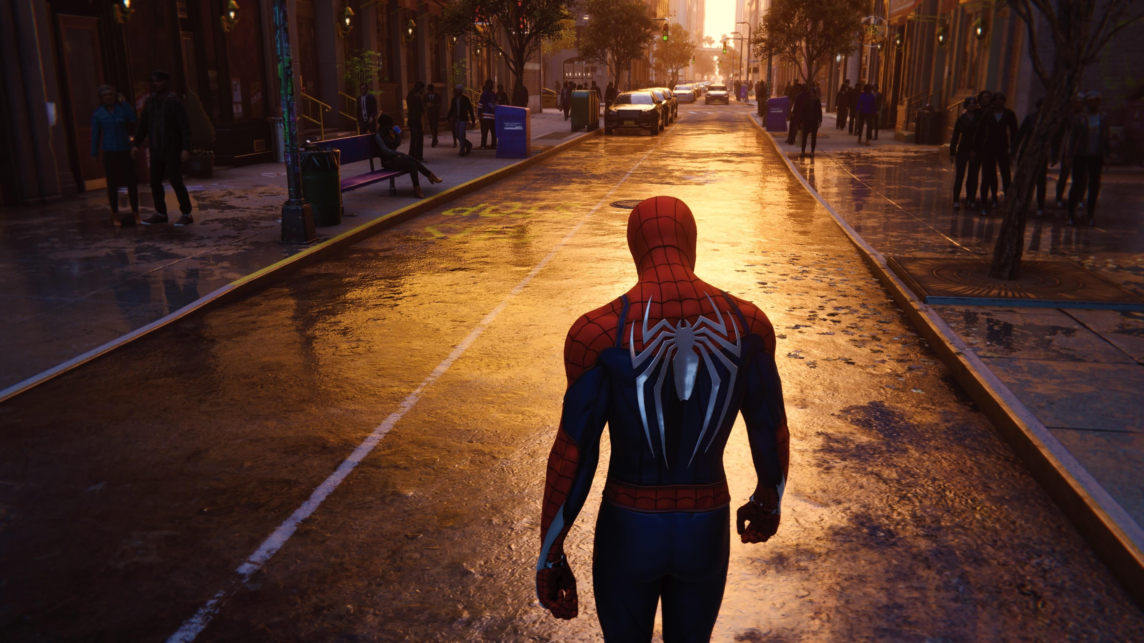 Wallpaper 4k Spiderman Walking In NYC Streets Wallpaper