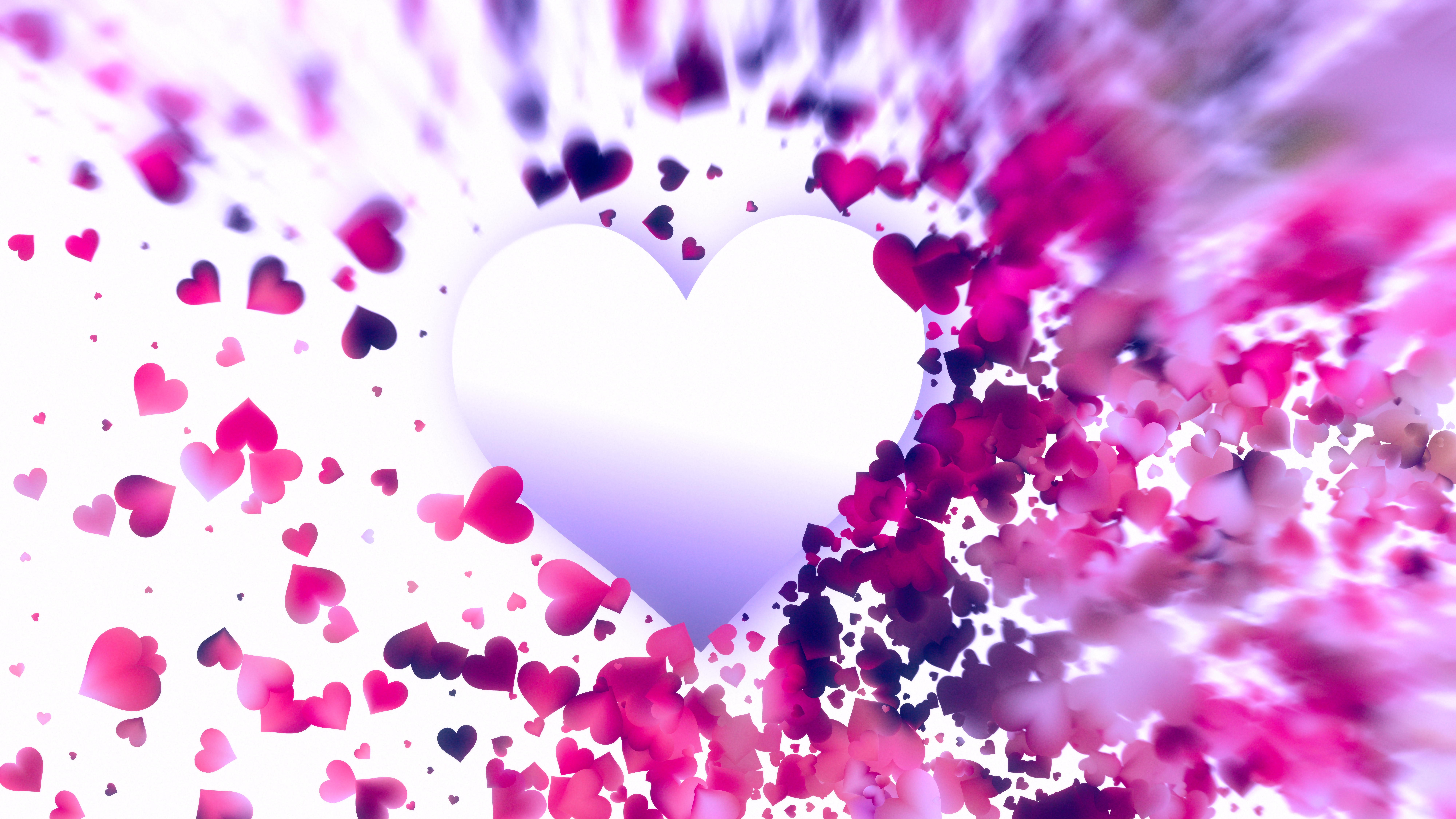 Free Blurred Pink Purple and White Heart Wallpaper Background Image