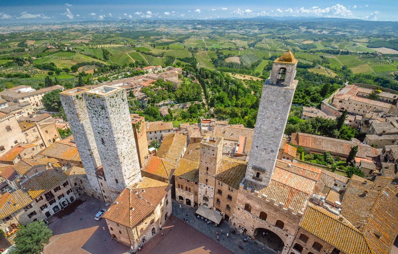 Wallpaper tower, Italy, panorama, Tuscany, San Gimignano image for desktop, section город