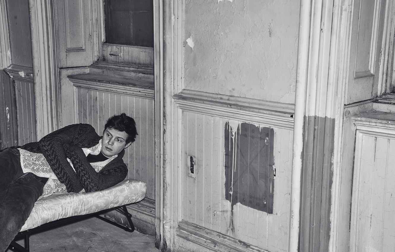 Wallpaper actor, black and white, Hero, photohoot, Evan Peters, 2016, Evan Peters, Chris Colls image for desktop, section мужчины