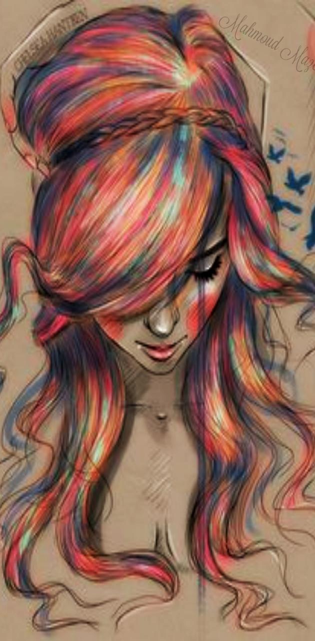 drawing art sad girl wallpaper