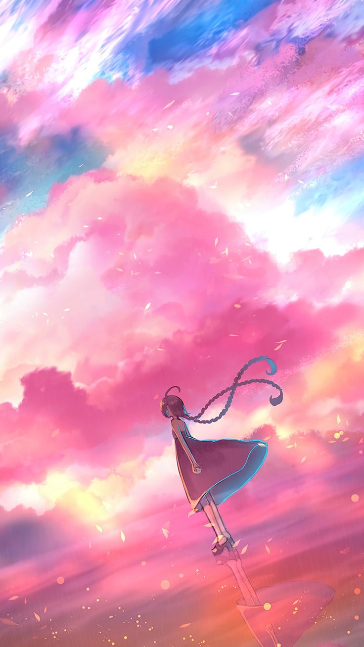 beautiful blue pink sky. Nhật ký nghệ thuật, Anime, Nghệ thuật