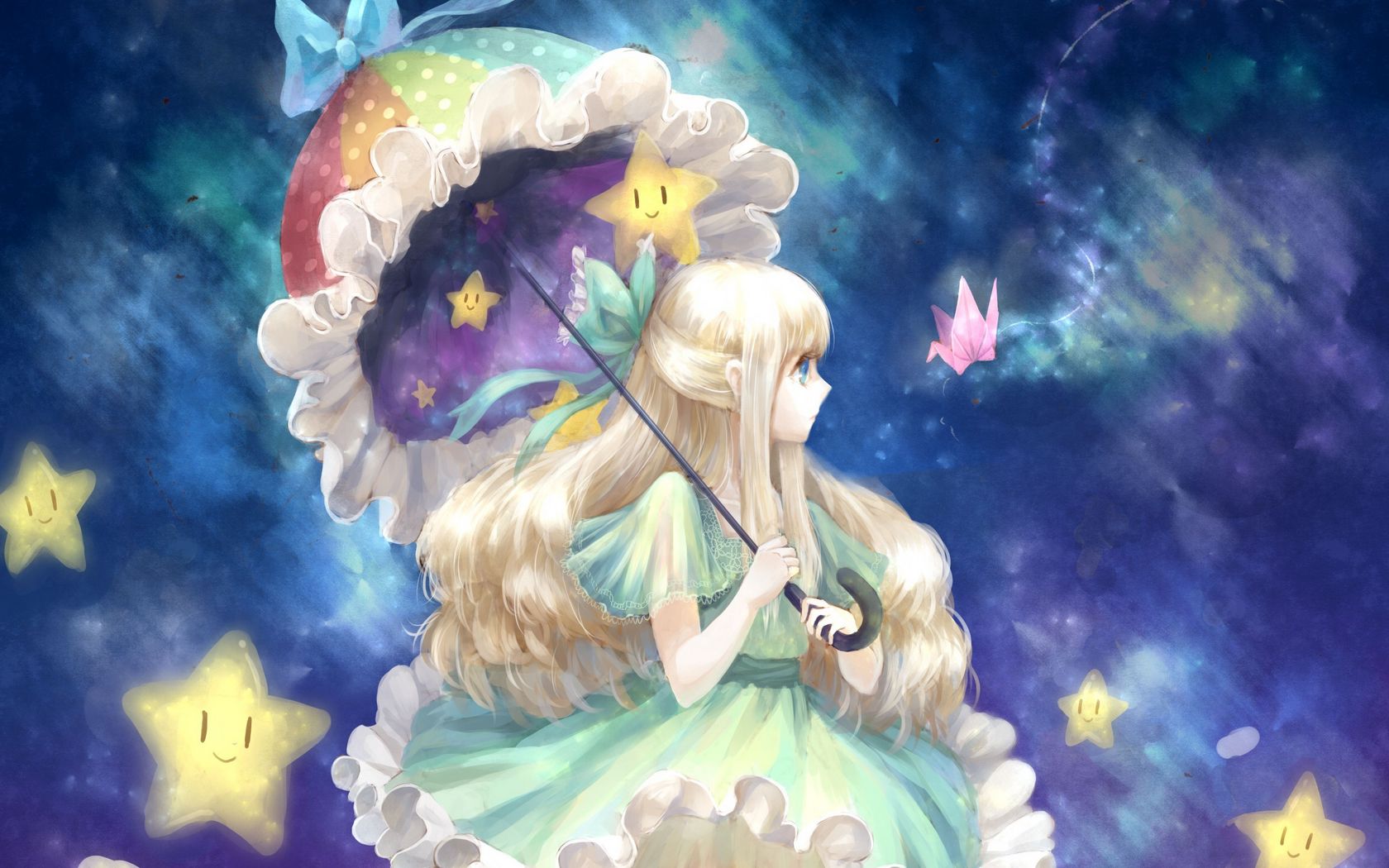 Download wallpaper 1680x1050 girl, anime, art, umbrella widescreen 16:10 HD background