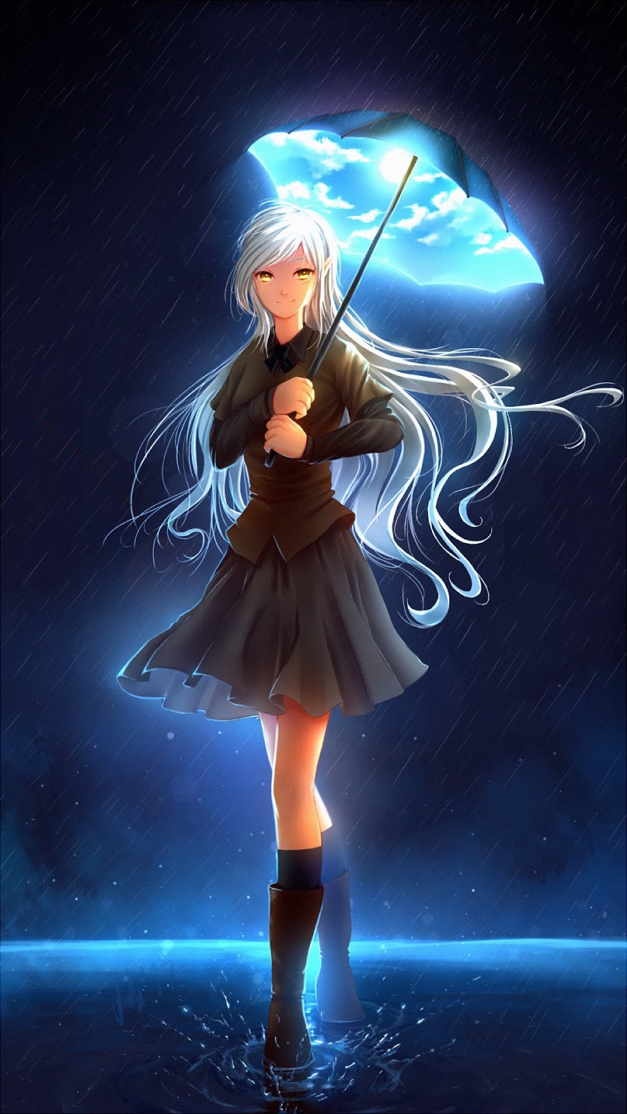 Anime girl with magical umbrella mobile wallpaper Mobile Walls