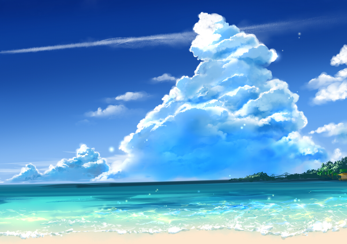 beach clouds no humans original scenic sky tagme (artist) water. konachan.com.com Anime Wallpaper