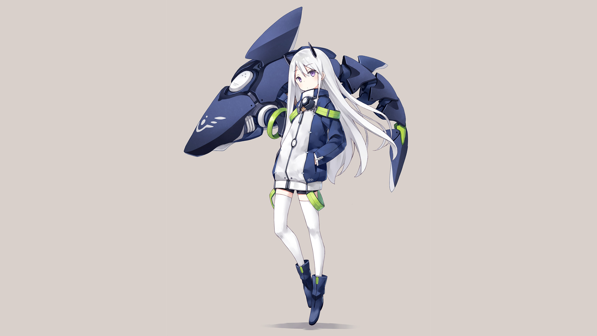 Shark Horned Anime Girl HD Wallpaper