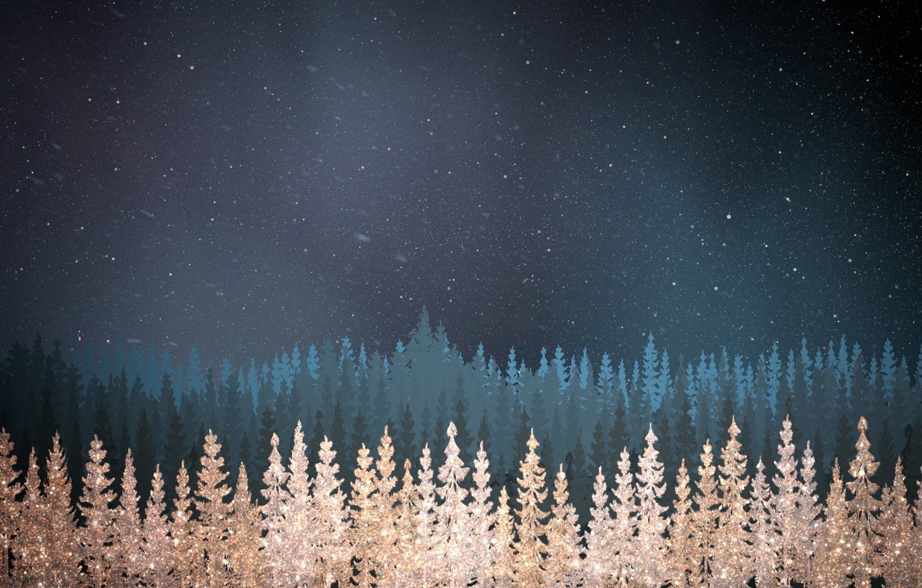 Wallpaper Winter, Blue background, Texture, Winter, Texture, Blue Background, Night Forest, Ночной лес image for desktop, section текстуры