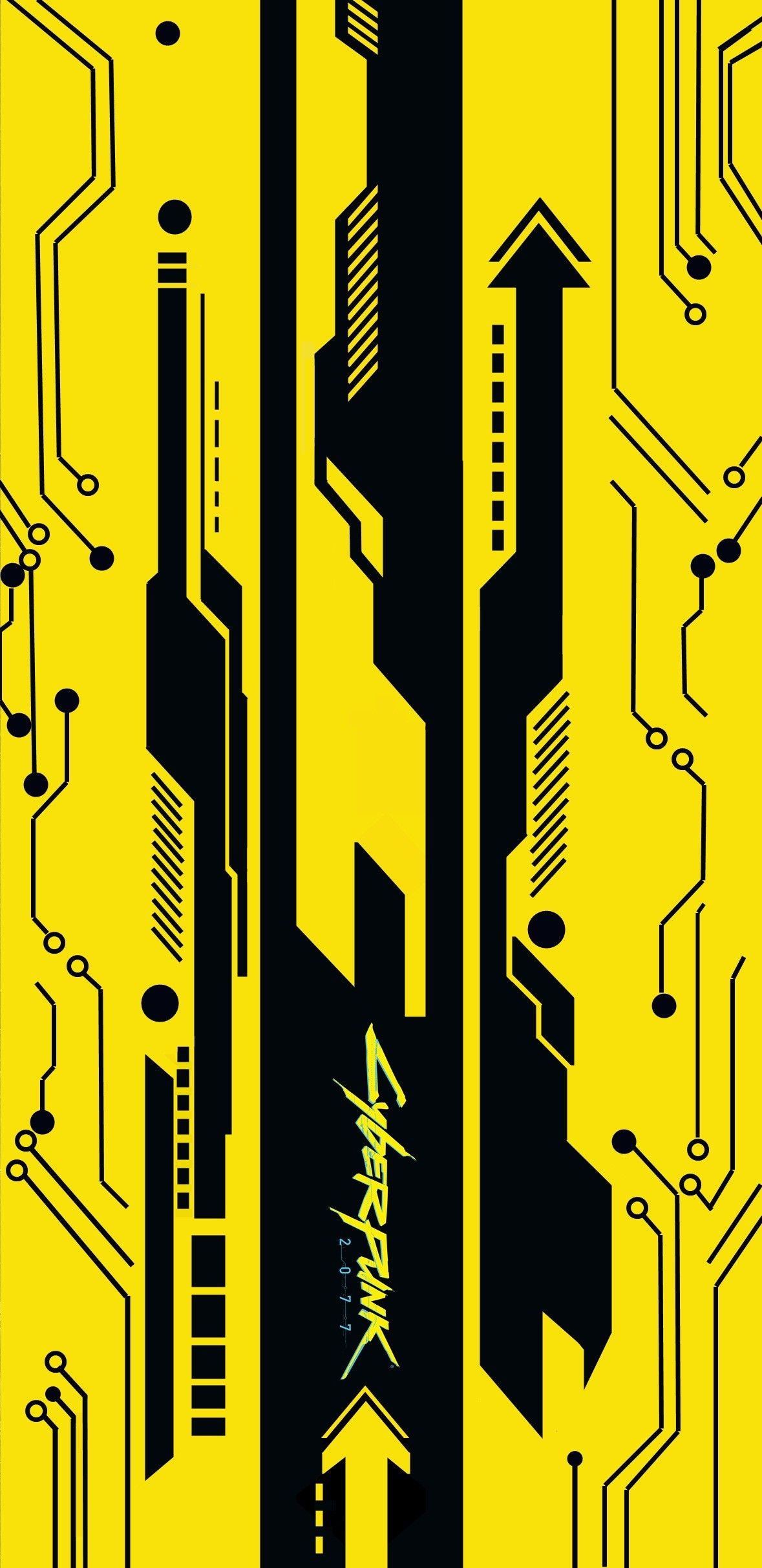 CYBERPUNK 2077 YELLOW PHONE WALLPAPER