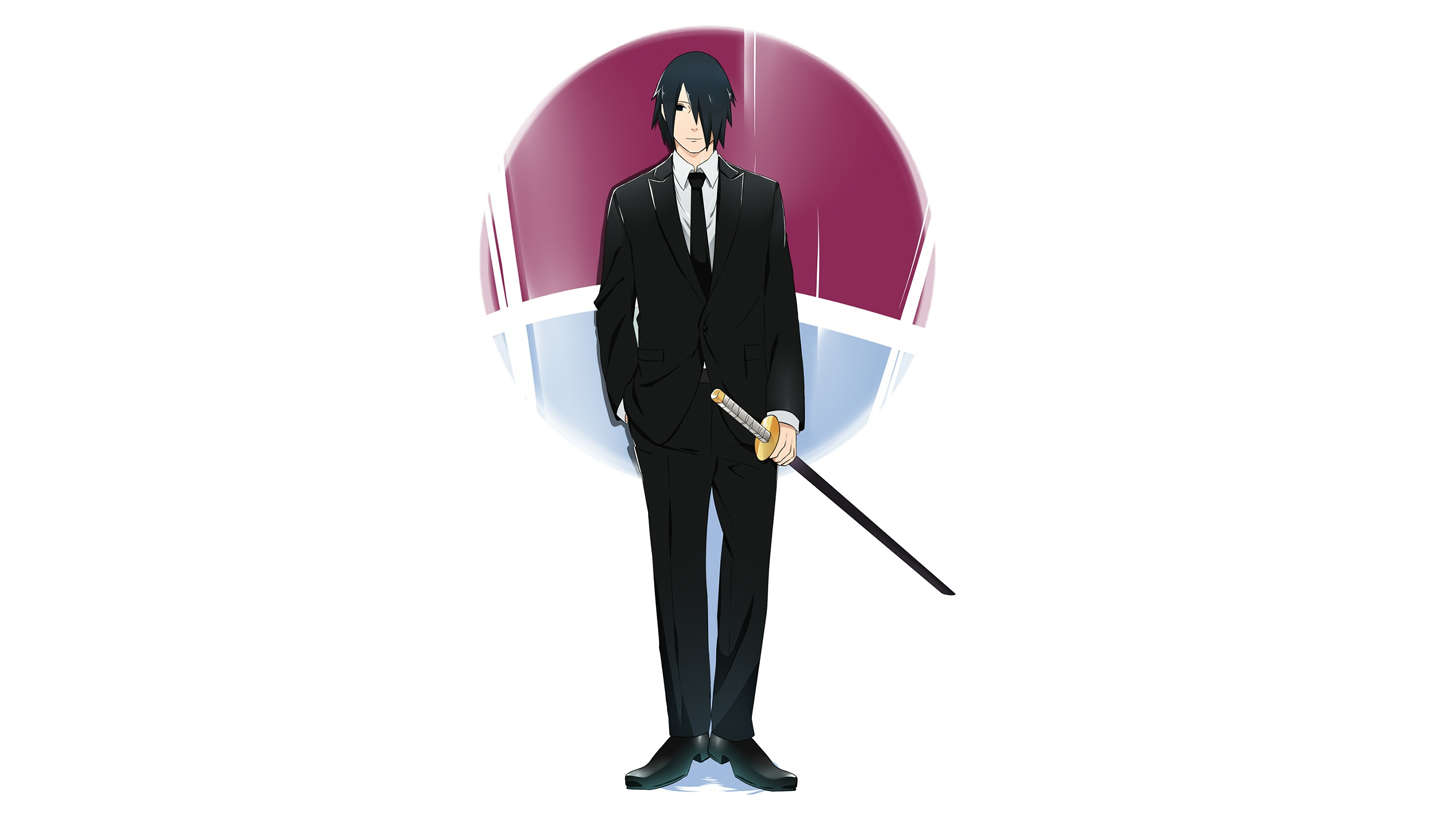 Download Minimal, Sasuke Uchiha, Naruto Shippuden, anime boy wallpaper, 3840x2160, 4K UHD 16:9, Widescreen