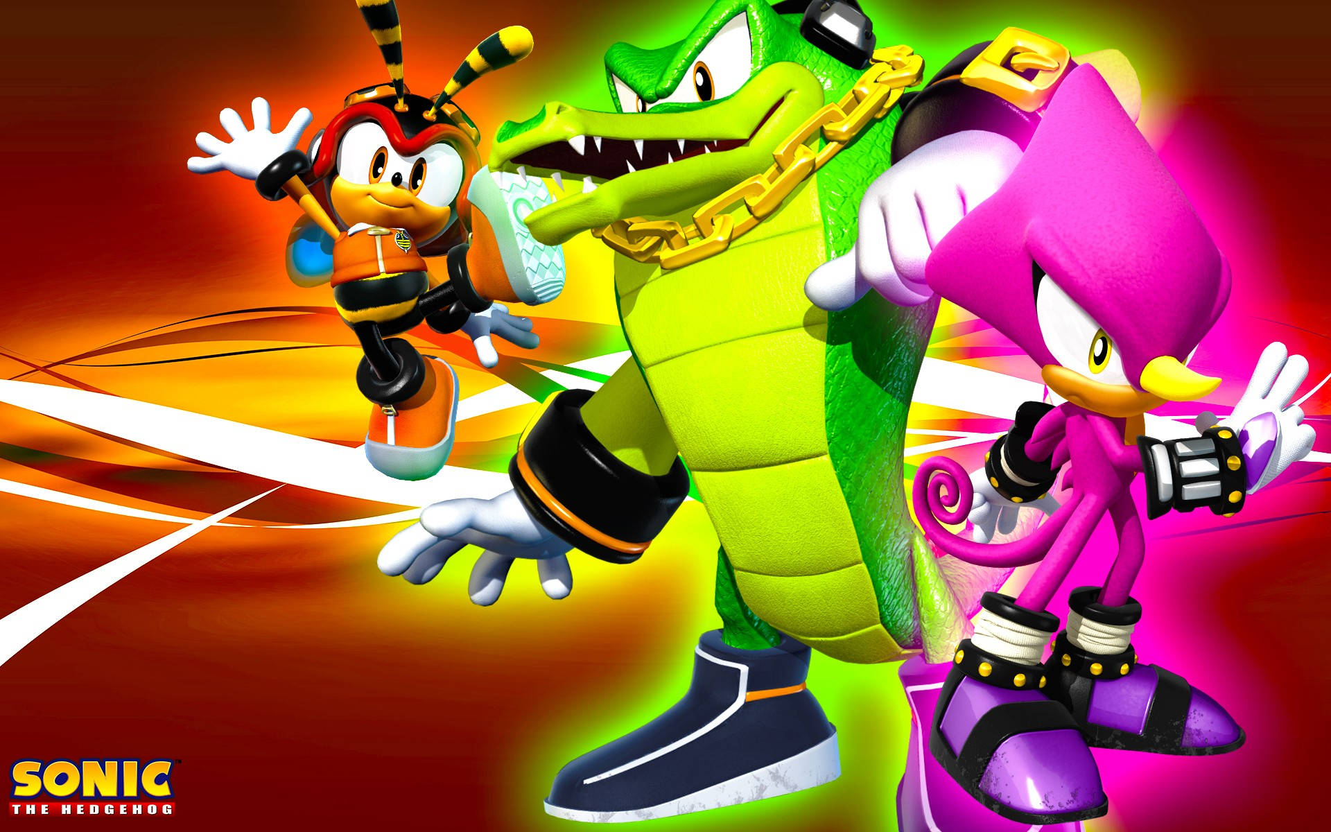 Download Espio The Chameleon With Charmy And Vector Wallpaper