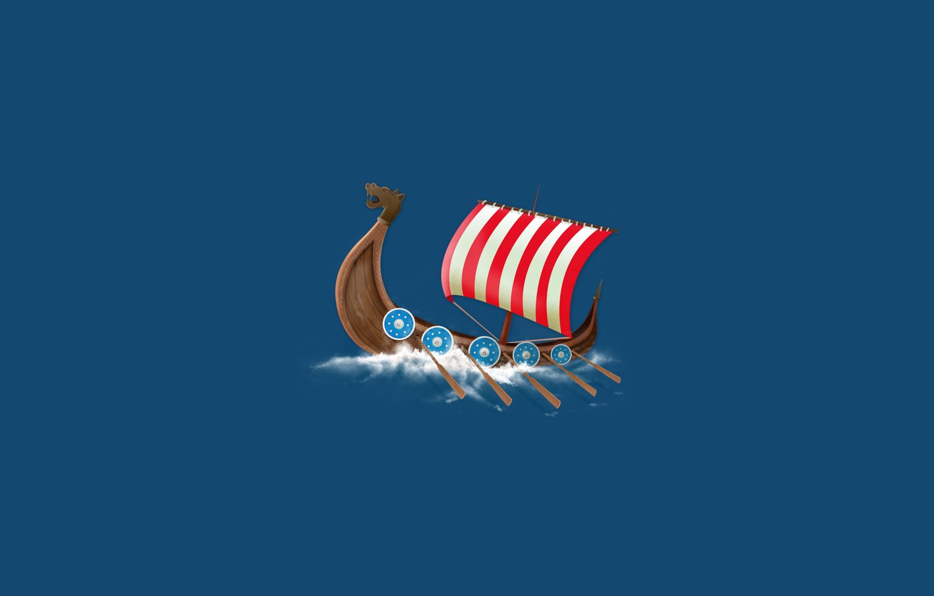 Wallpaper water, boat, ship, sailboat, minimalism, ship, the Vikings, paddles, vikings image for desktop, section минимализм