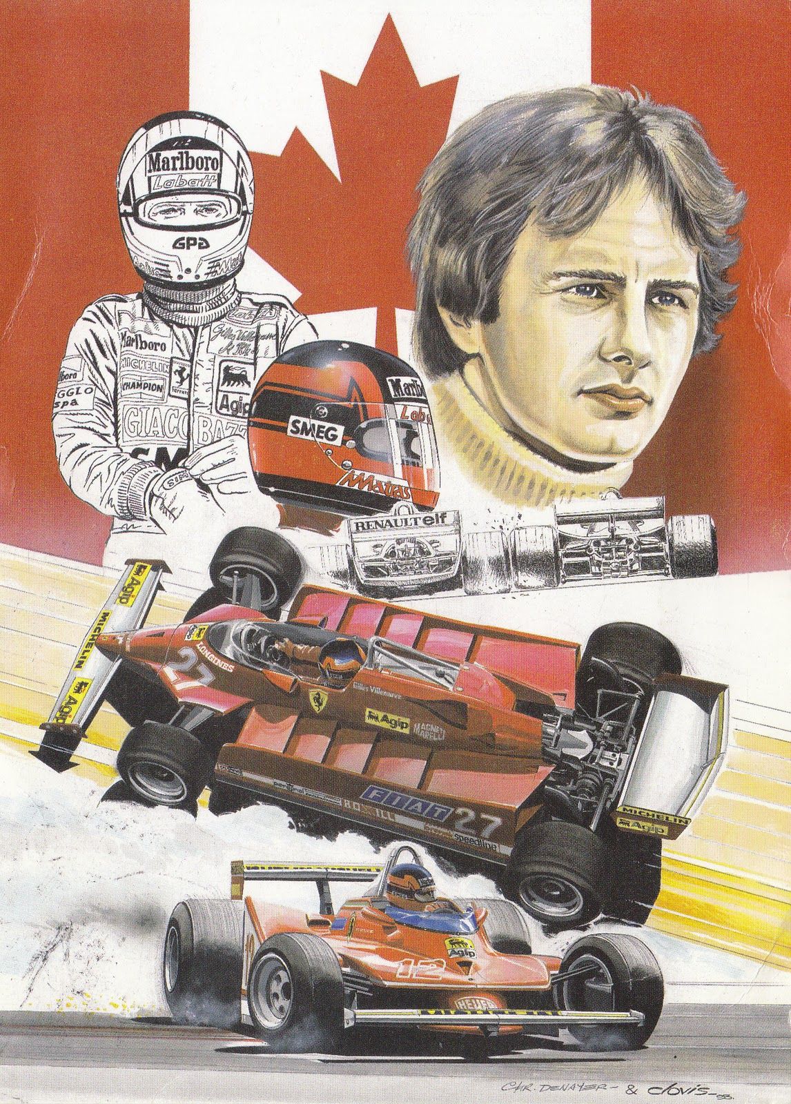 johan postcards: Canada / Québec Villeneuve. Motorsport art, F1 art, Car drawings