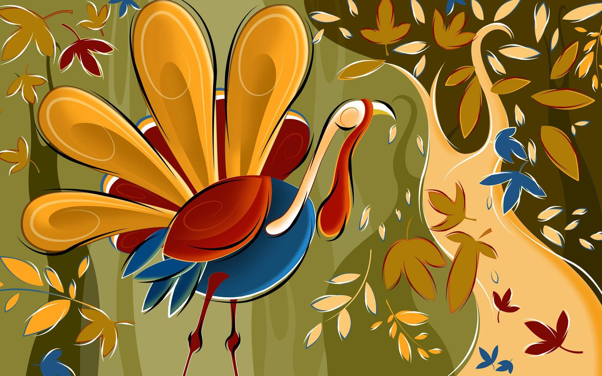 Download Thanksgiving Day Turkey Painting Wallpaper