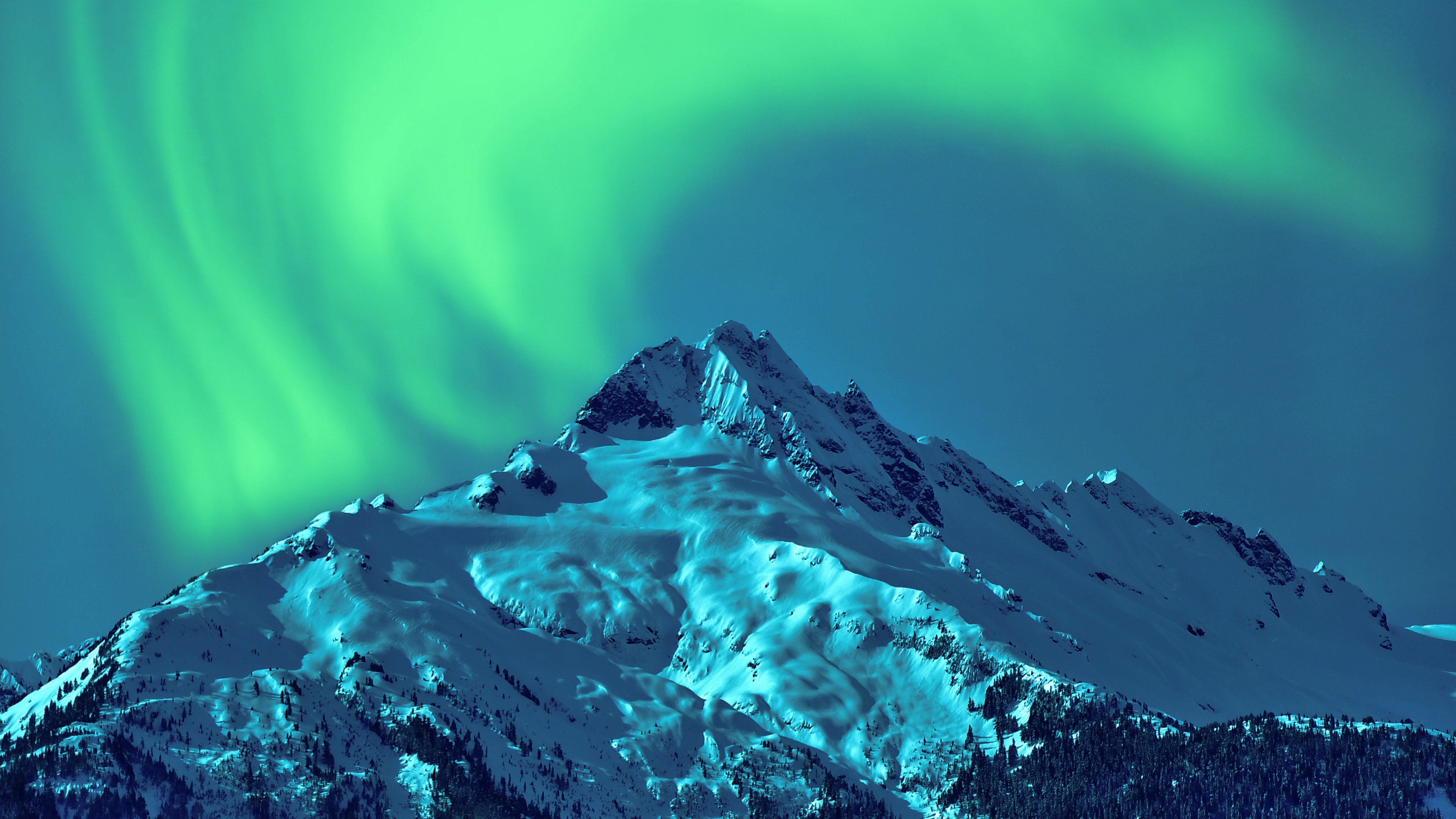 Wallpaper Aurora Borealis, sky, winter, mountains, 5k, Nature