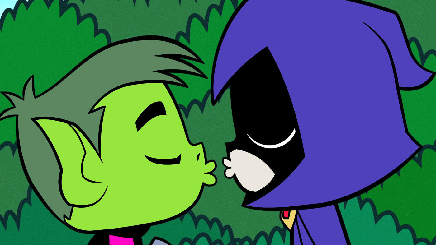 Raven and Beast Boy about to kiss Boy & Raven Photo