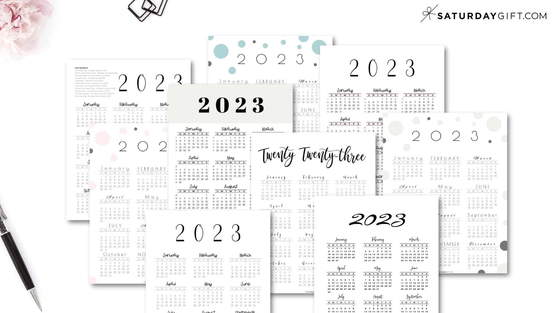 2023 Calendar Printable & Free 2023 Yearly Calendar