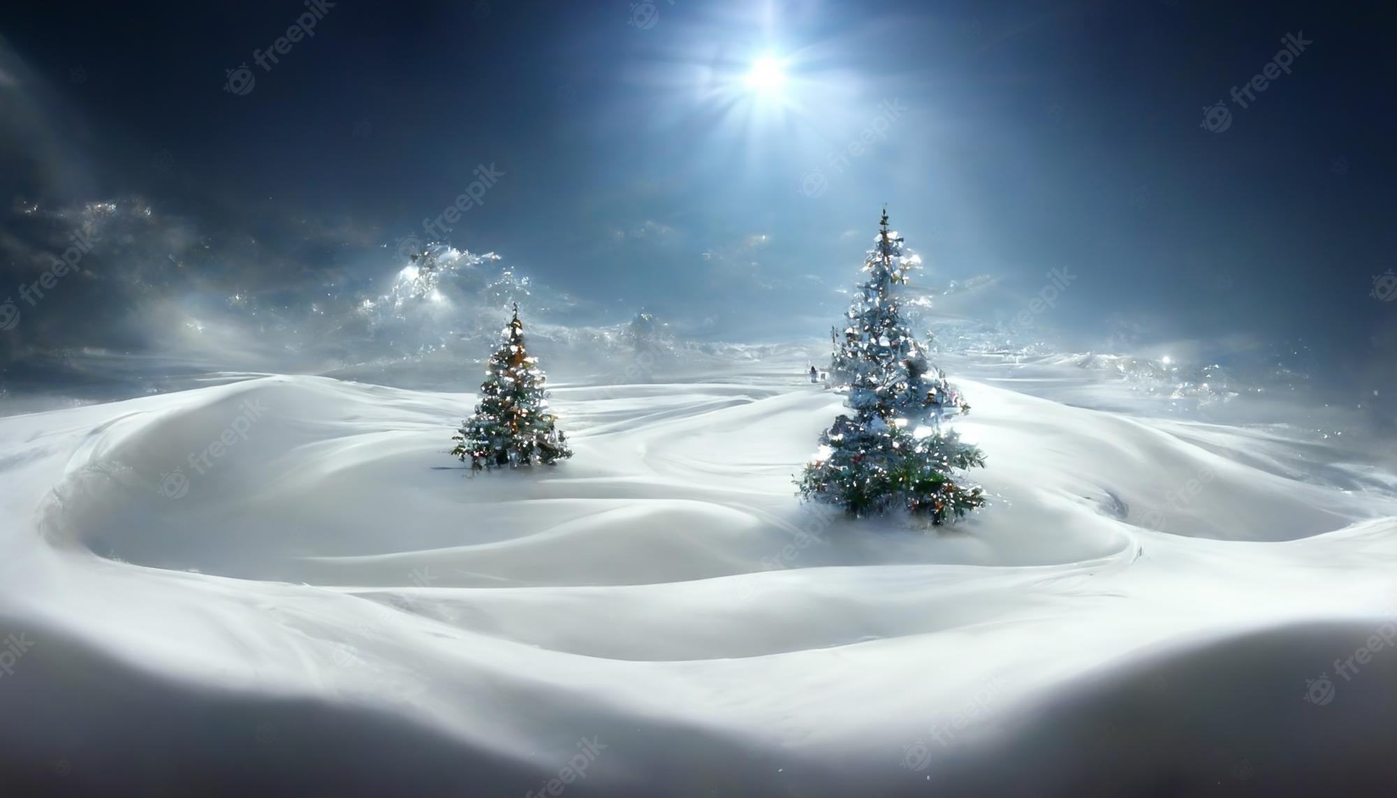 Premium Photo. Christmas HD wallpaper with falling snow beautiful artwork seasonal and copy space background